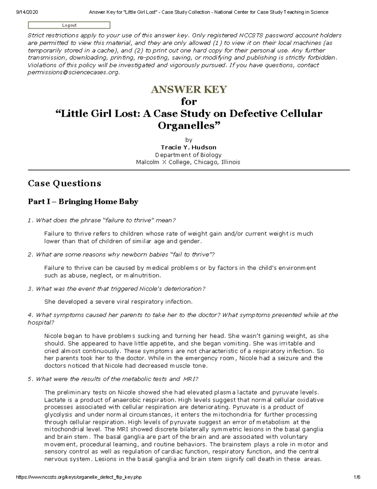 little girl lost case study answer key quizlet