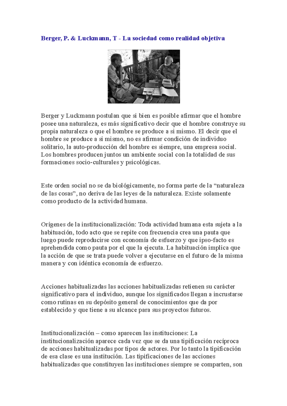 Resumen De Berger Y Luckmann _ Resumen Berger – QZMRZA