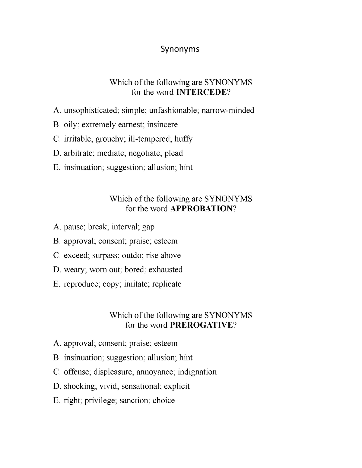 Synonyms unit 1 best book Synonyms Which of the following are