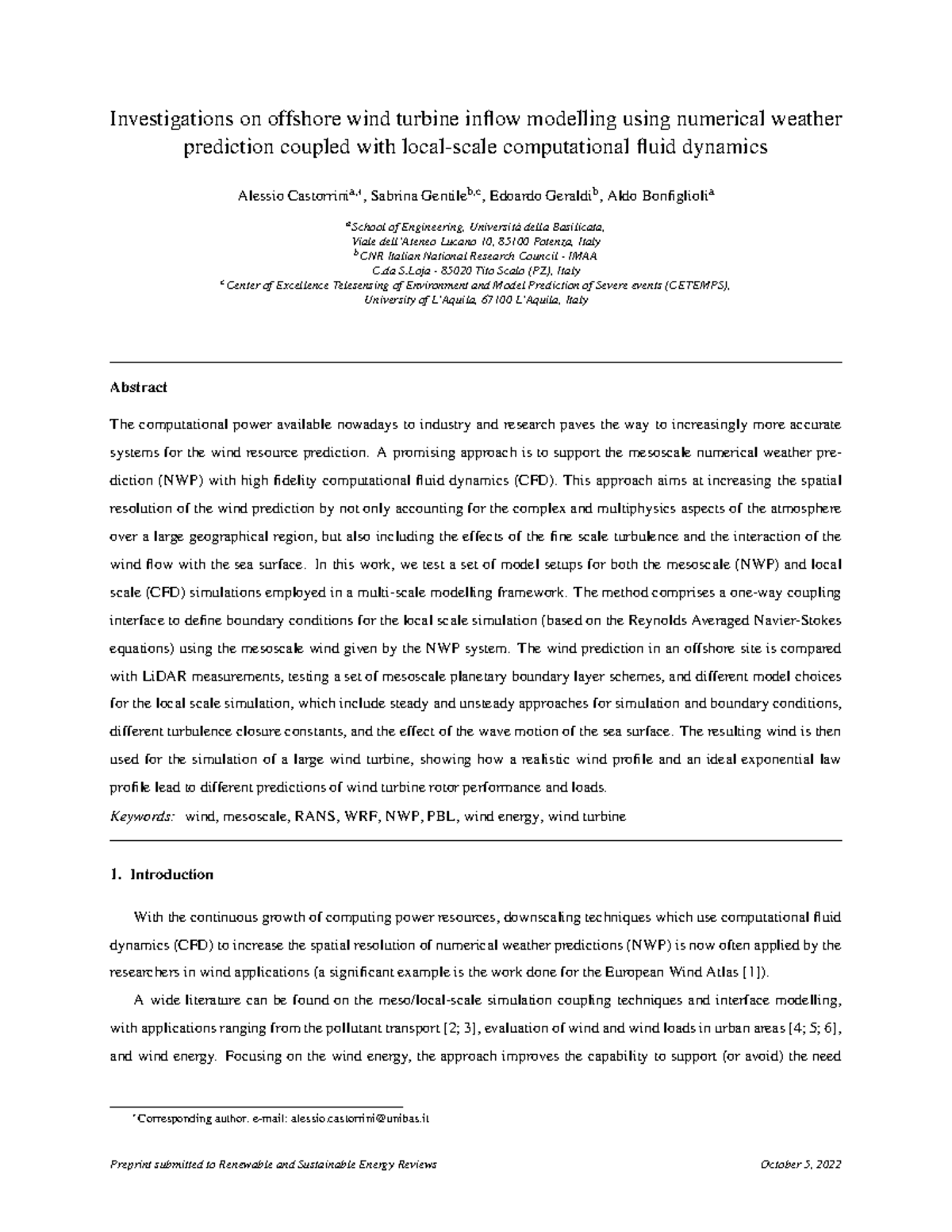 Castorrini Preprint Investigation 2022 Investigations on offshore