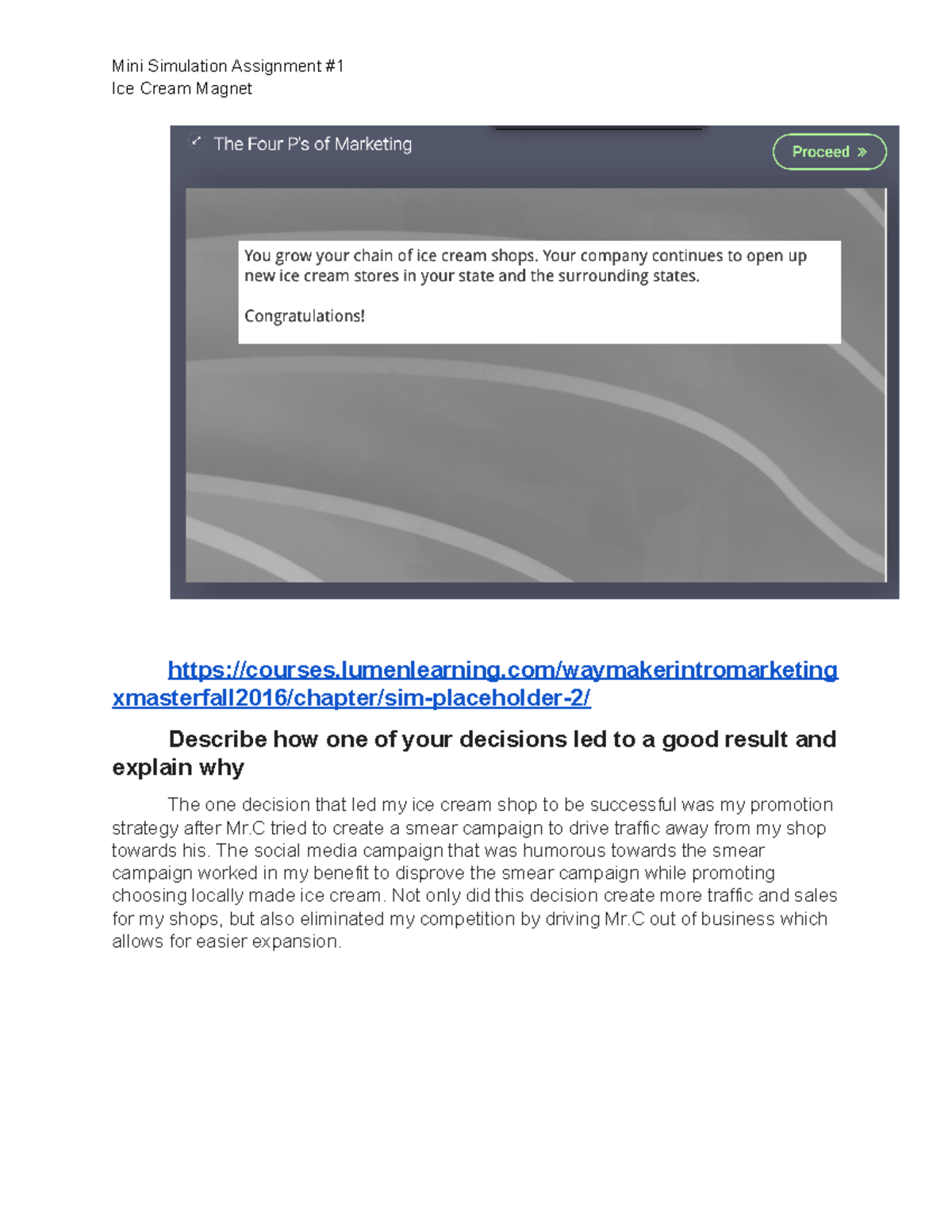 Mini Simulation Assignment #1 - lumenlearning/waymakerintromarketing ...