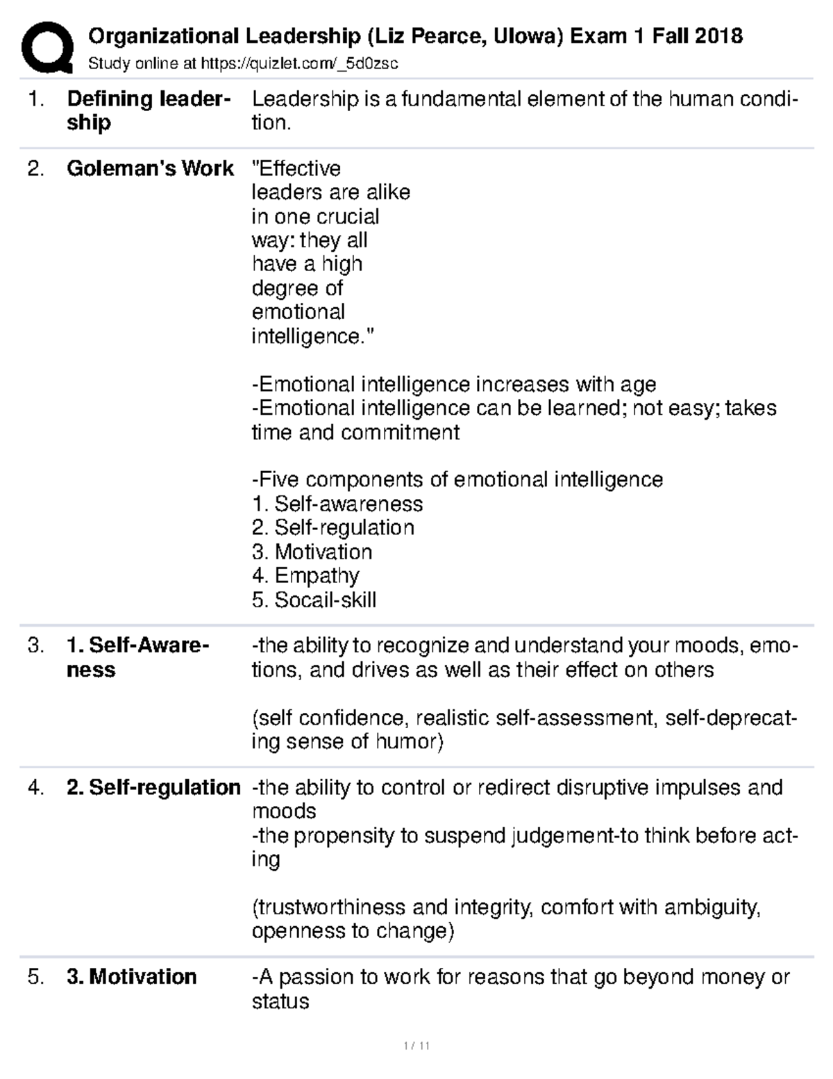 Org lead quiz study notes for exam Study online at quizlet/_5d0zsc