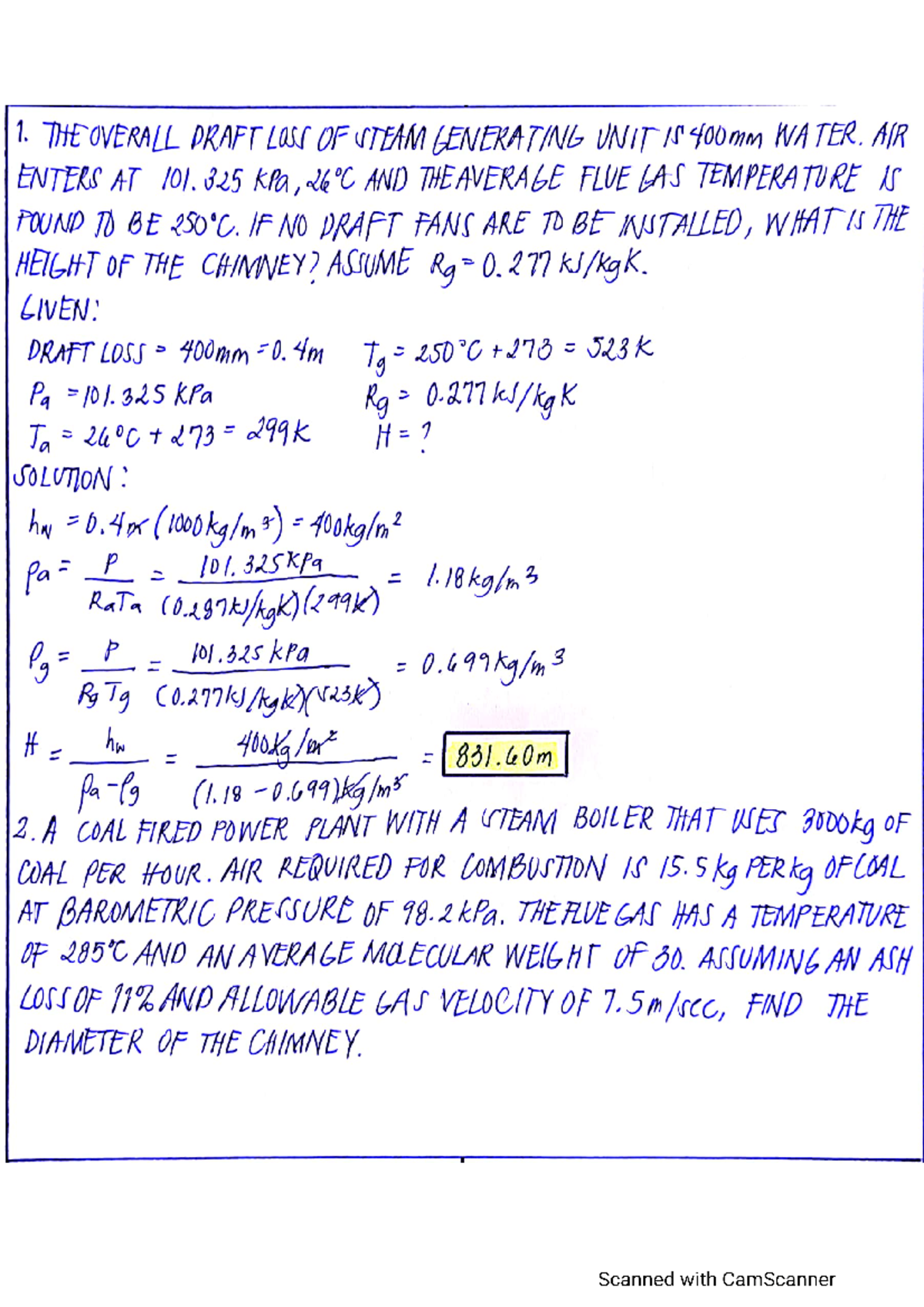 Solved Problems Powerplant Engineering Chimney - Mechanical Engineering ...