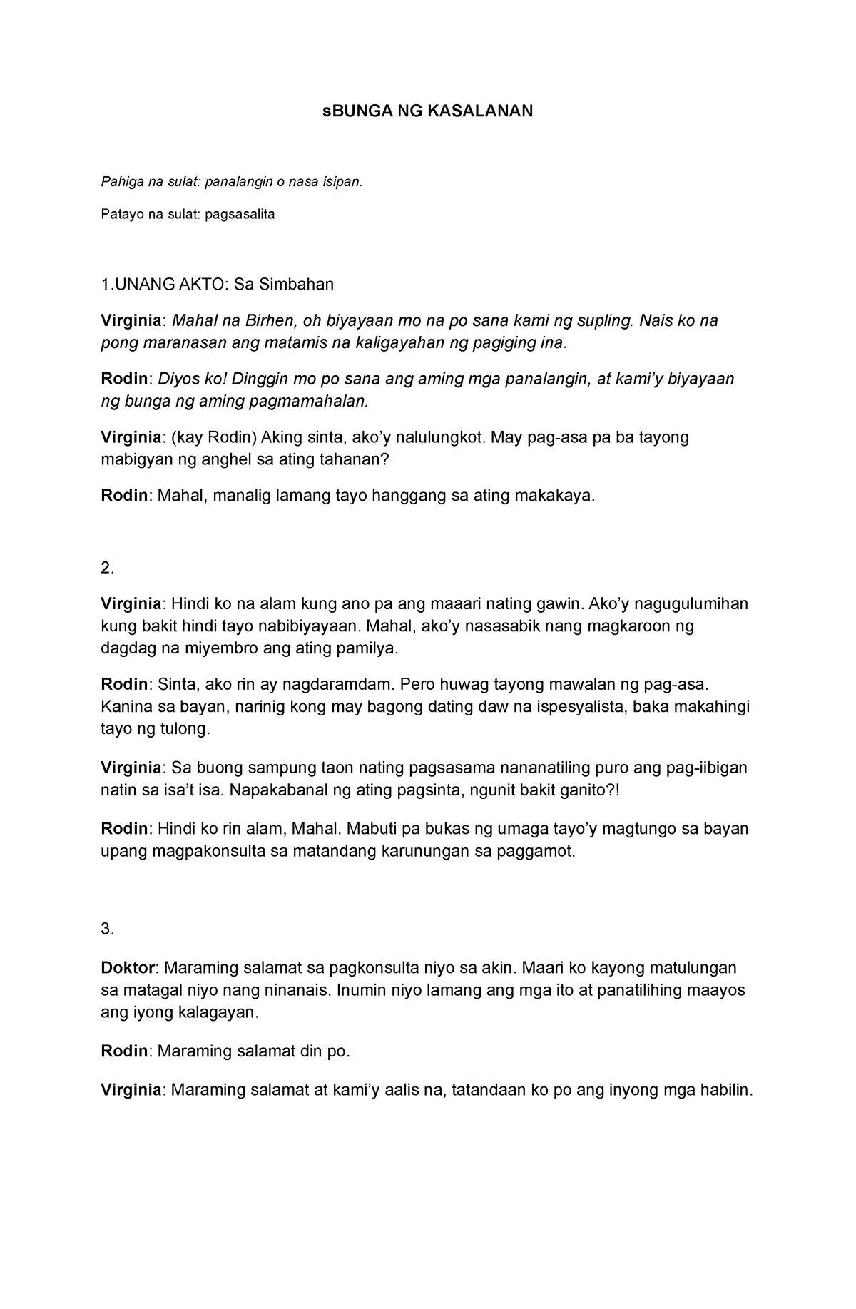 Script-Dialogues - Bunga ng Kasalanan - sBUNGA NG KASALANAN Pahiga na ...