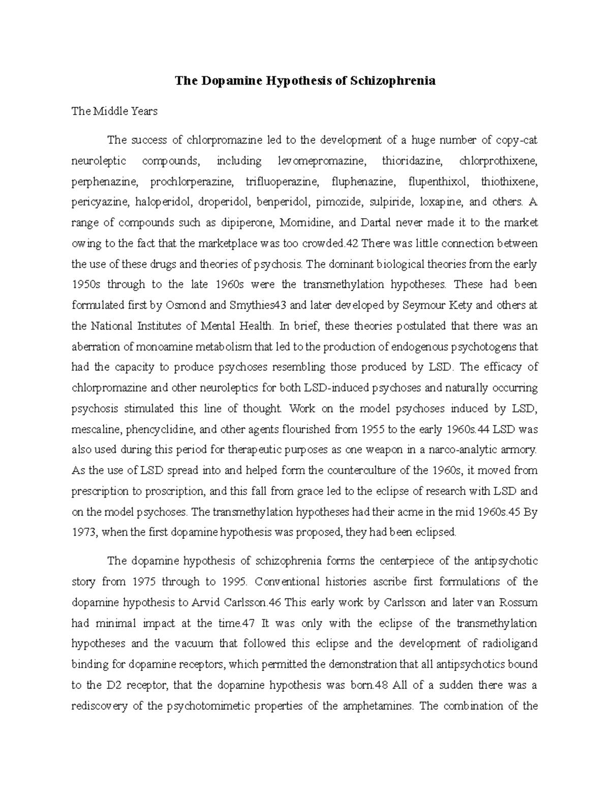 The Dopamine Hypothesis of Schizophrenia - A range of compounds such as ...