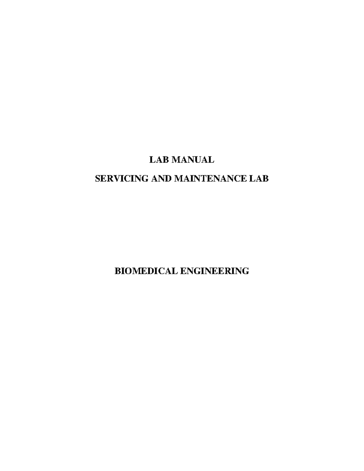 Service and Maintenance Lab Manual - LAB MANUAL SERVICING AND ...