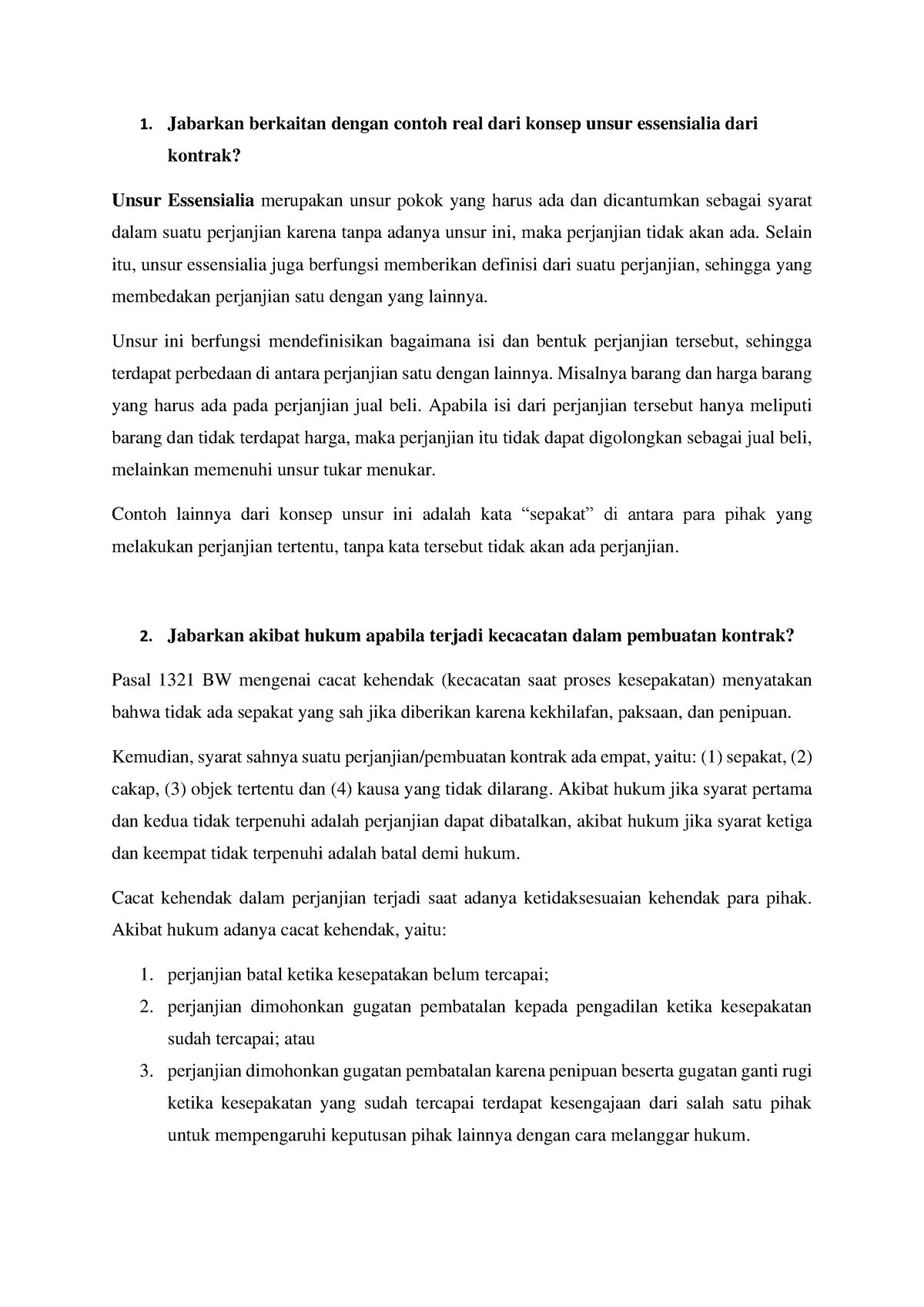 Hukum Bisnis Perjanjian Kontrak - Jabarkan Berkaitan Dengan Contoh Real ...