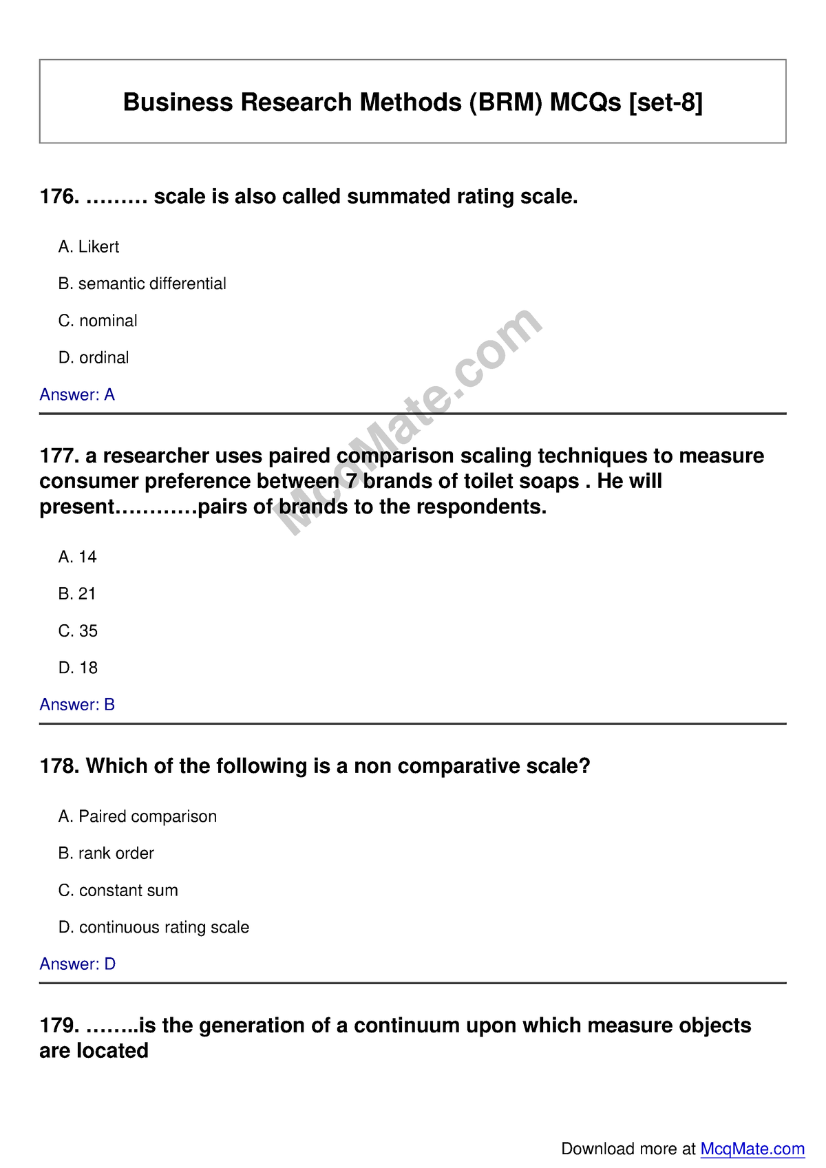 Business-research-methods Solved MCQs [set-8] Mcq Mate - Business ...