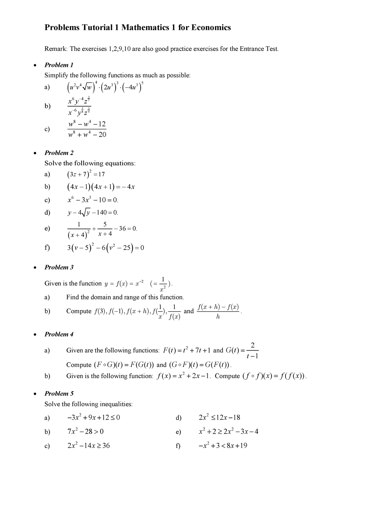 Tutorial and Homework problems for math - HG1MM2 - Nottingham - Studocu