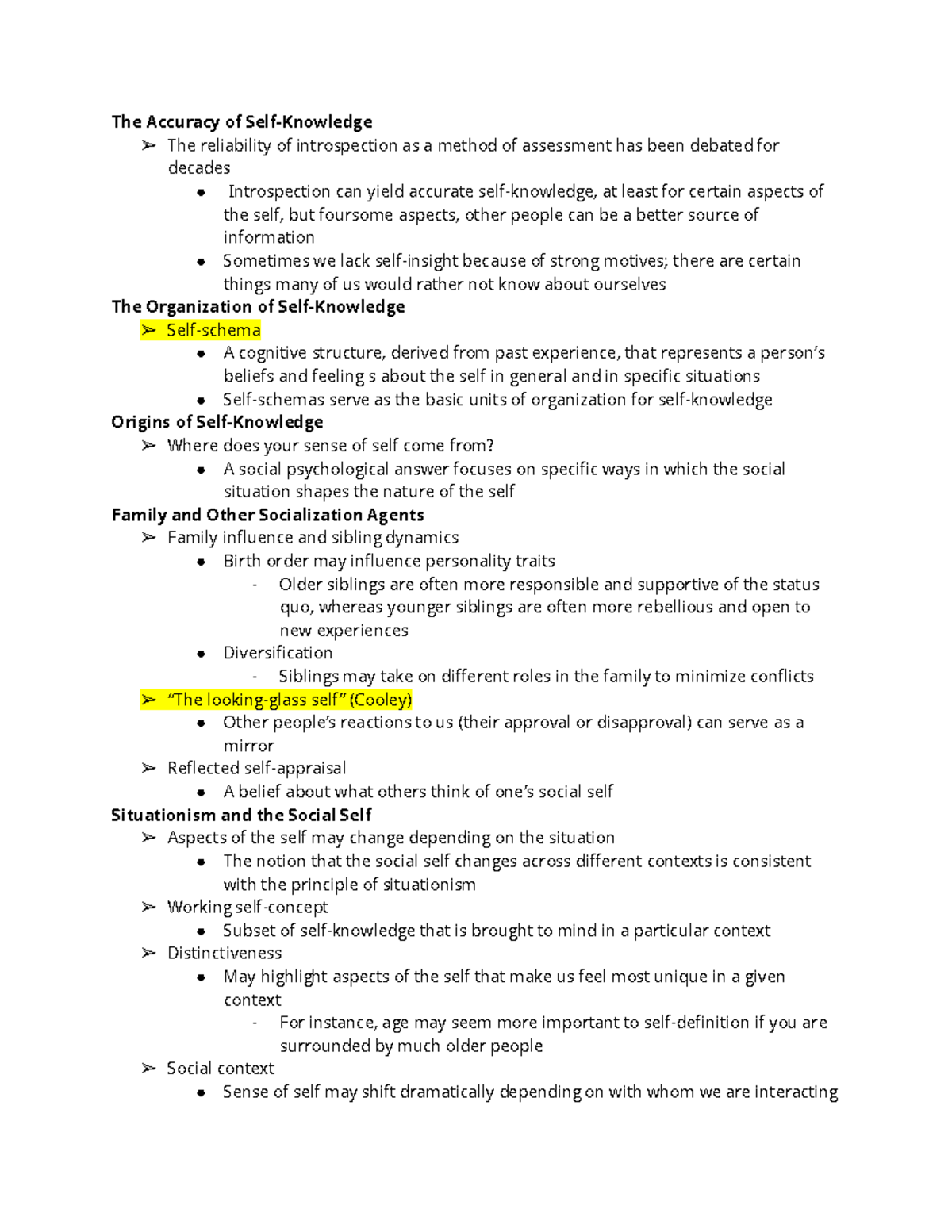 Ch. 3 - Social Psych - The Accuracy of Self-Knowledge The reliability ...