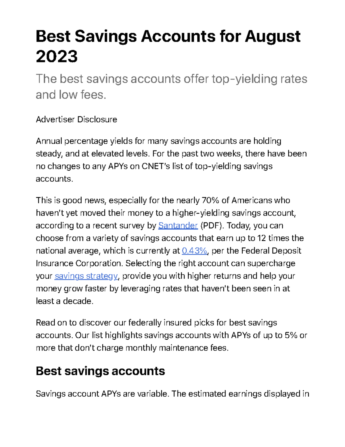 Best Savings Accounts for August 2023 Money Best Savings