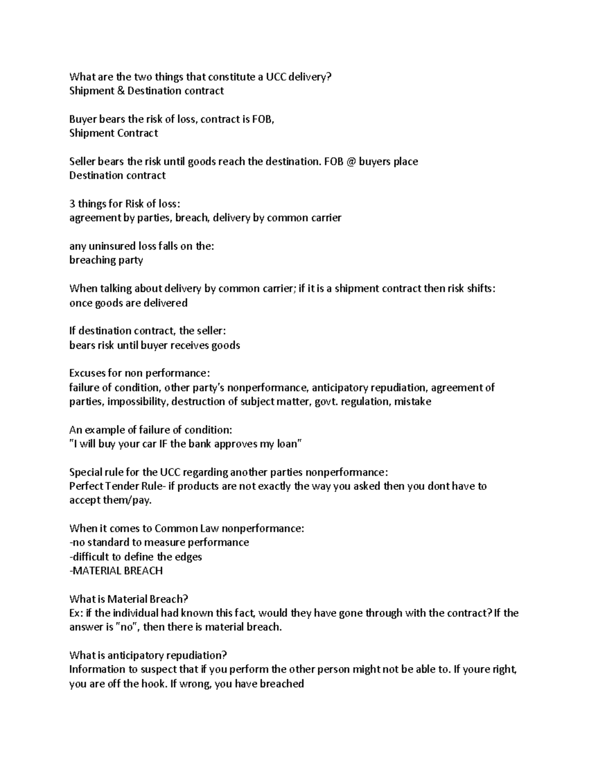 AGEC 344 Notes - What are the two things that constitute a UCC delivery ...