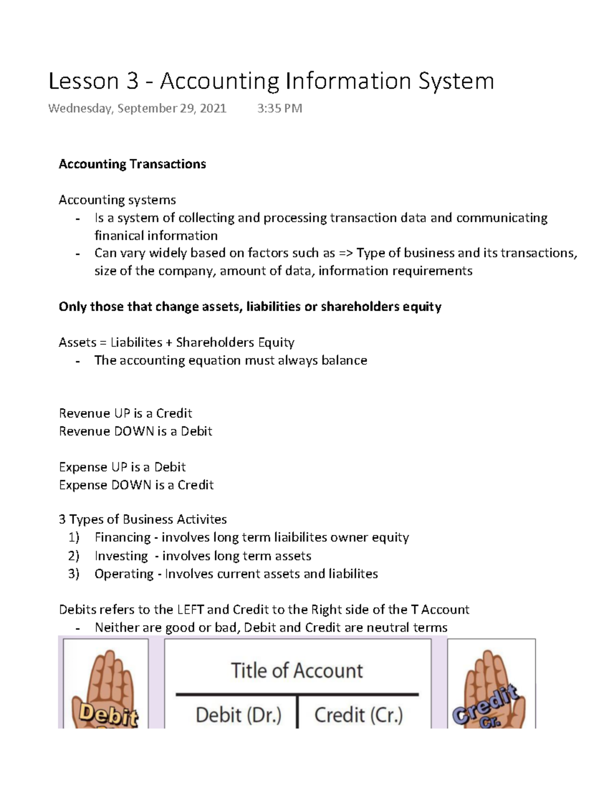 Lesson 3 - Accounting Information System CHAPTER 3 - MOS 3221 - - StuDocu