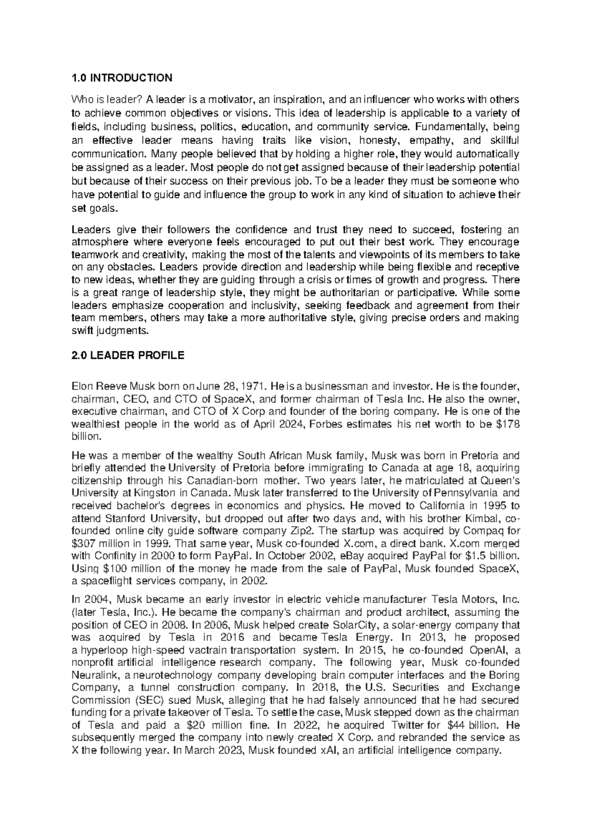 MGT Group Assignment 1 - 1 INTRODUCTION Who is leader? A leader is a ...