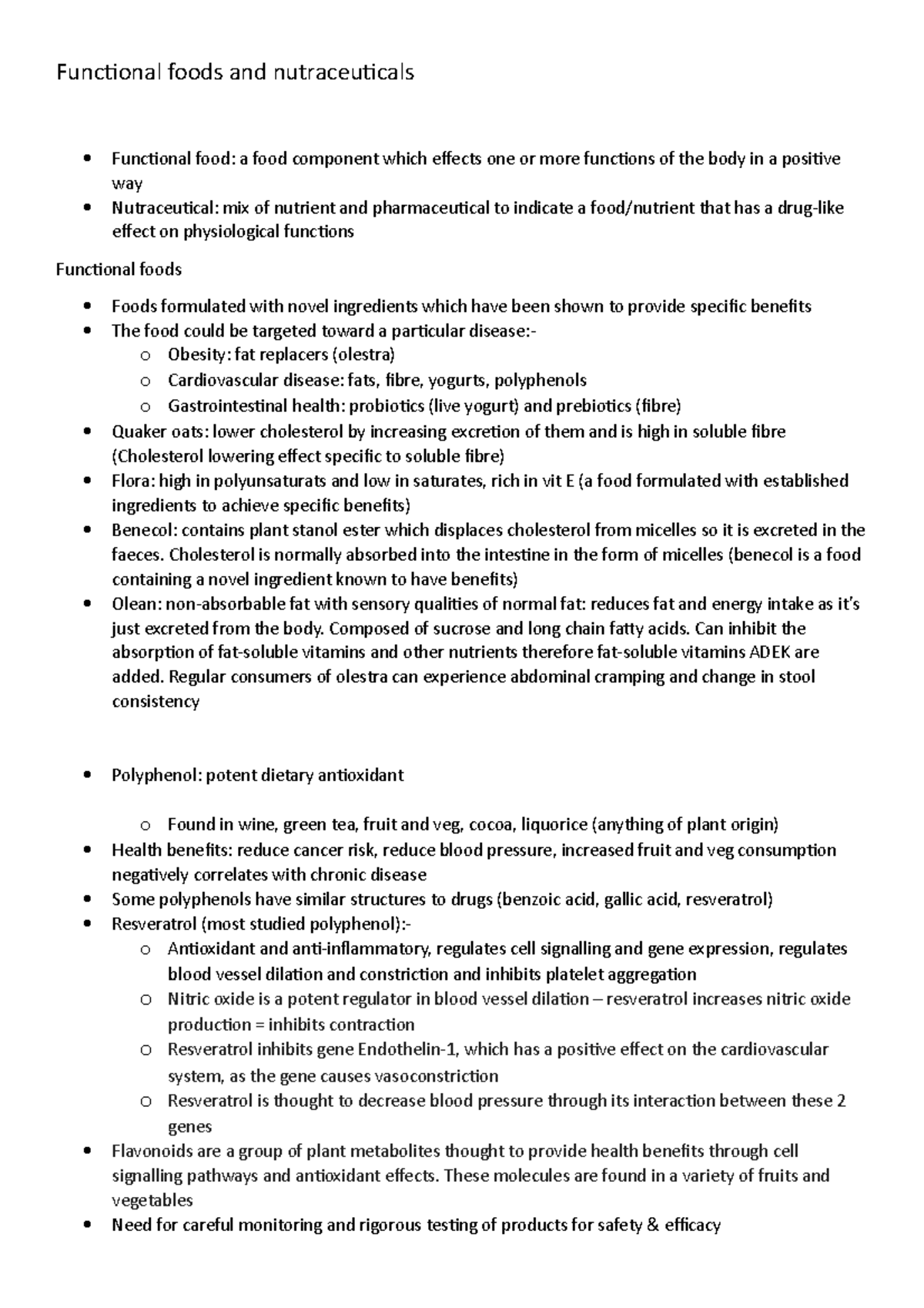 Revision Notes To Print - Functional foods and nutraceuticals ...