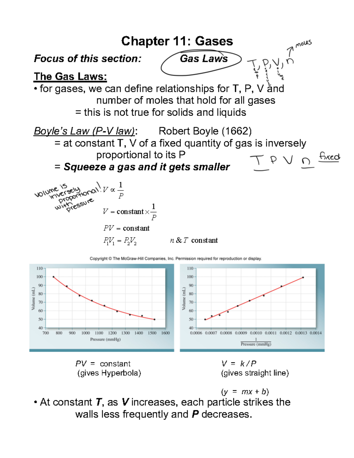 Chapter 11 Pt2. Gas Laws - Chapter 11: Gases Focus Of This Section: Gas ...