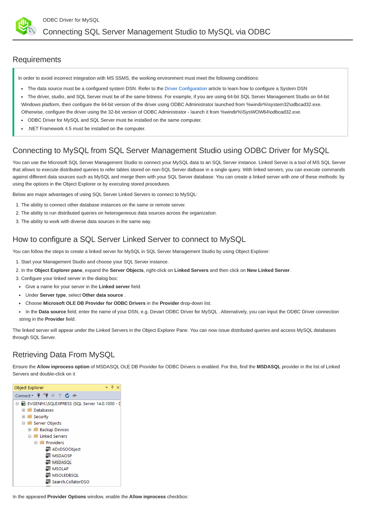 Connecting SQL Server Management Studio To My SQL Via ODBC - ODBC ...