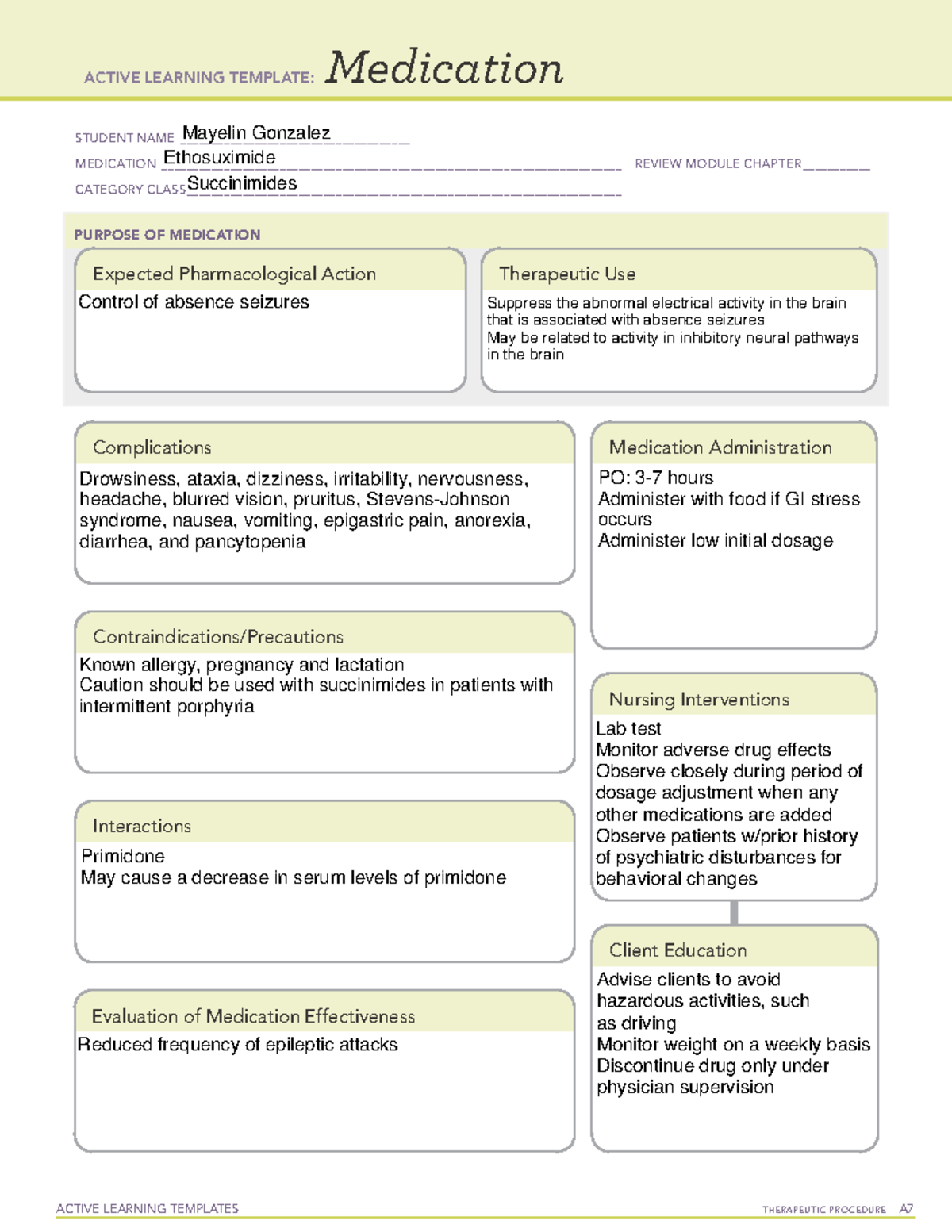 Ethosuximide - Drug Templates - ACTIVE LEARNING TEMPLATES THERAPEUTIC ...