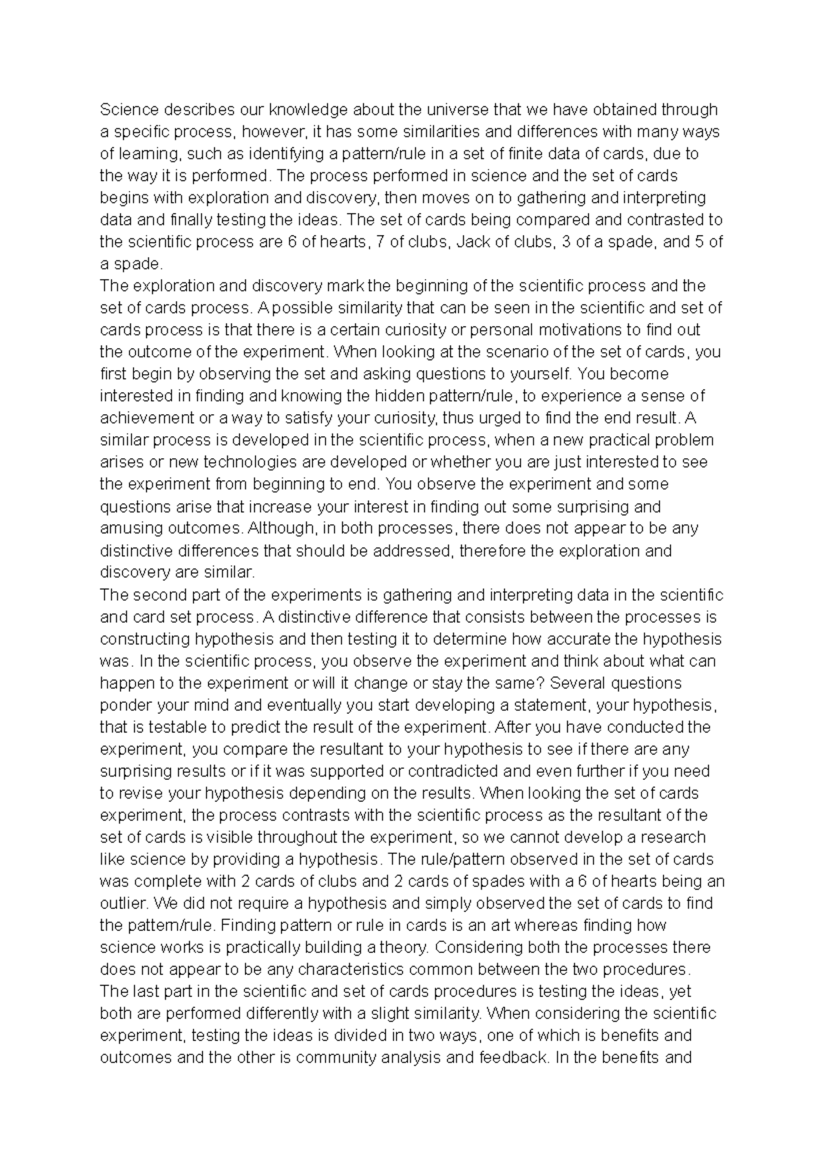 How science works - summary of project - Science describes our ...