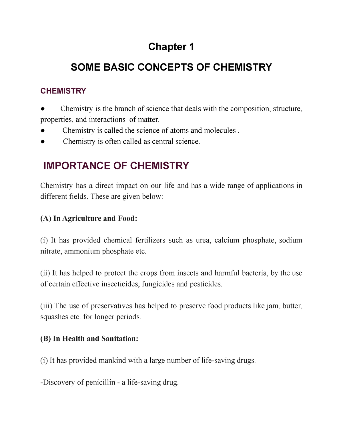 importance of chemistry assignment