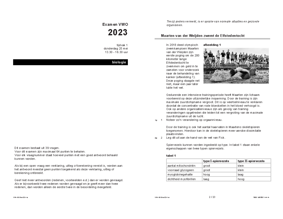 VW 1018 a 23 1 o - VW-1018-a-23-1-o Examen VWO 2023 biologie Dit examen