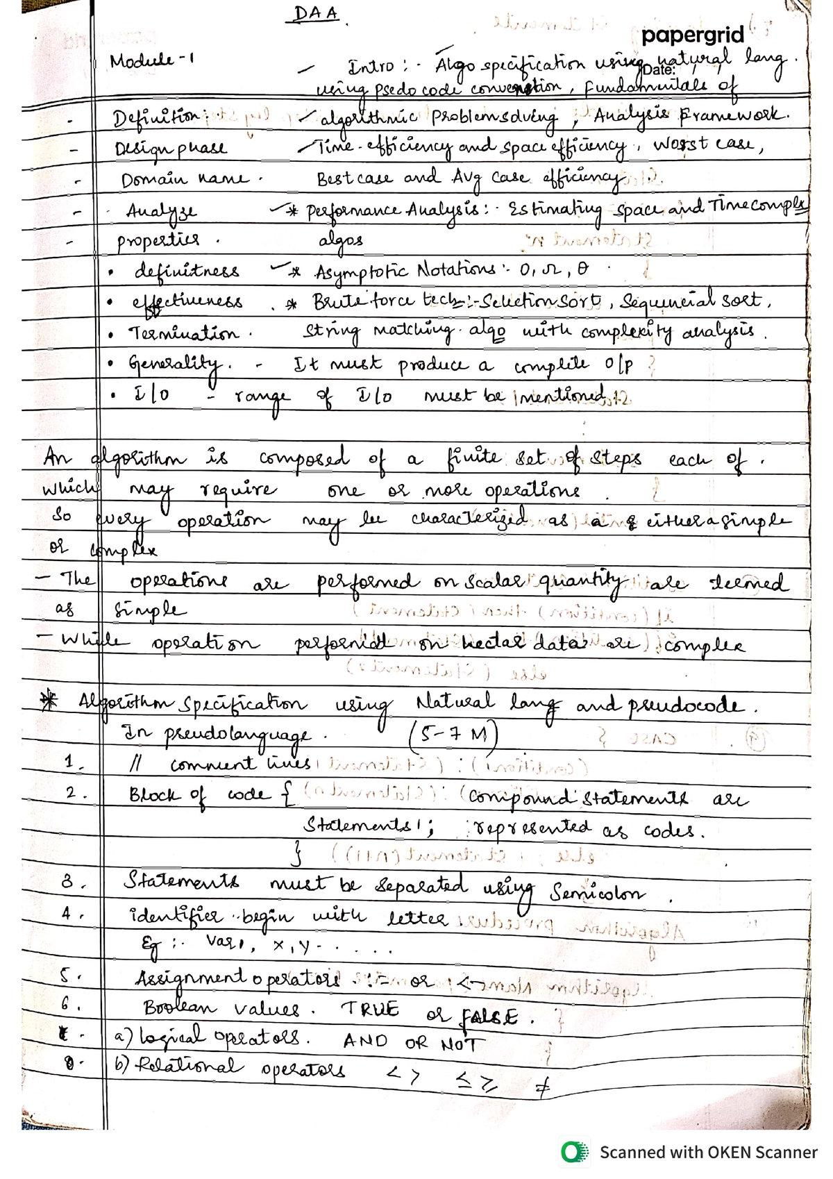 DAA Module -1_1 - Design And Algorithm Analysis - Studocu