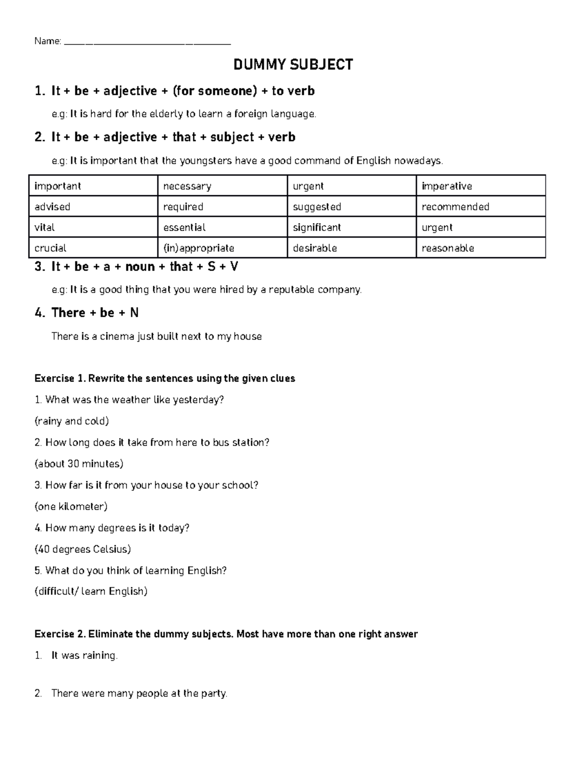 Dummy subject đừng xem Name