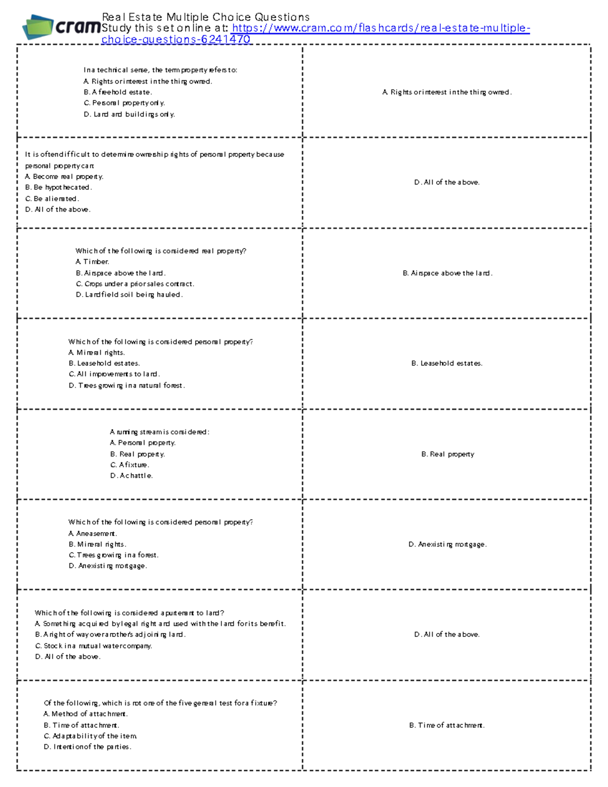 Real Estate Multiple Choicesmall 00center 106241470 I n a techni cal sense, the term