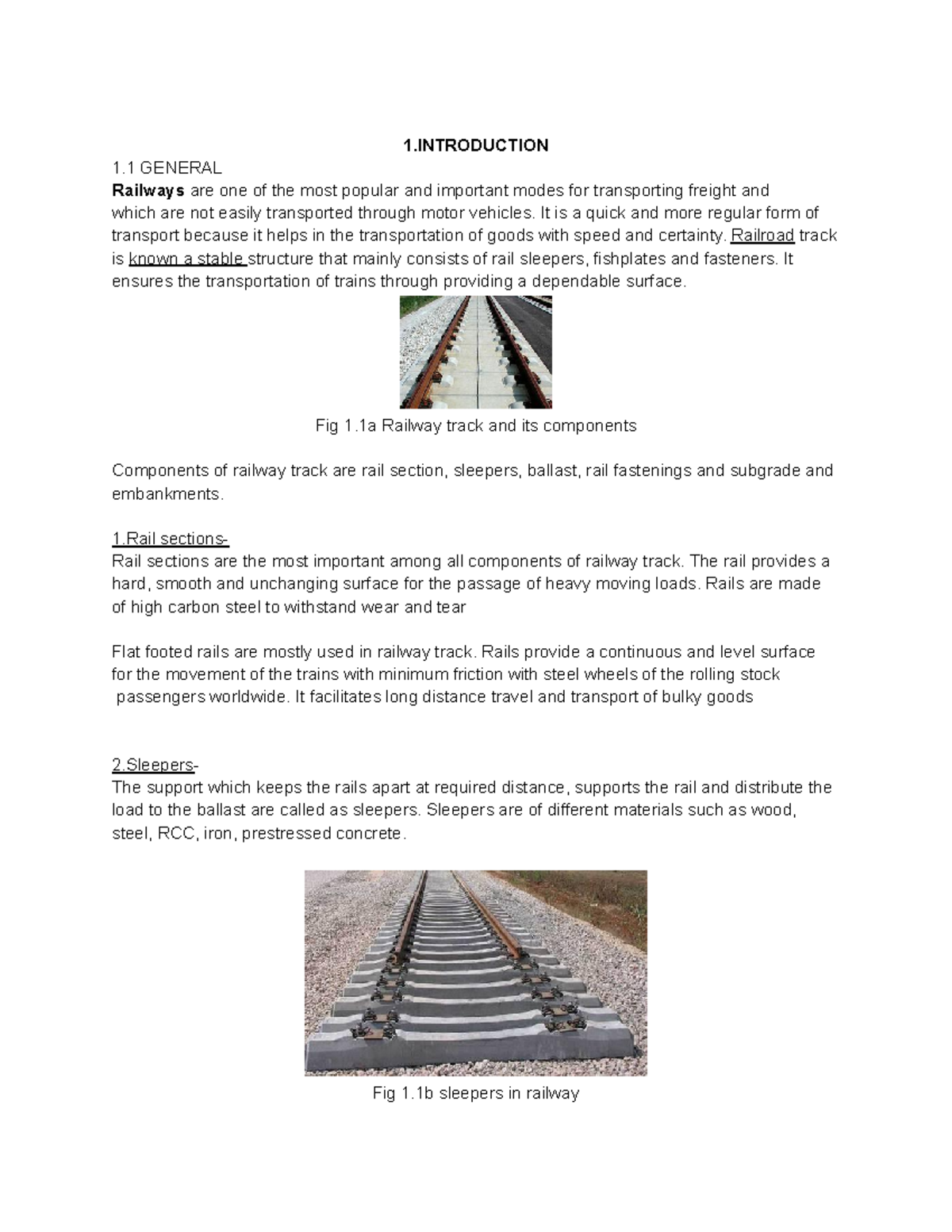 Gt - Lecture notes - 1 1 GENERAL Railways are one of the most popular ...