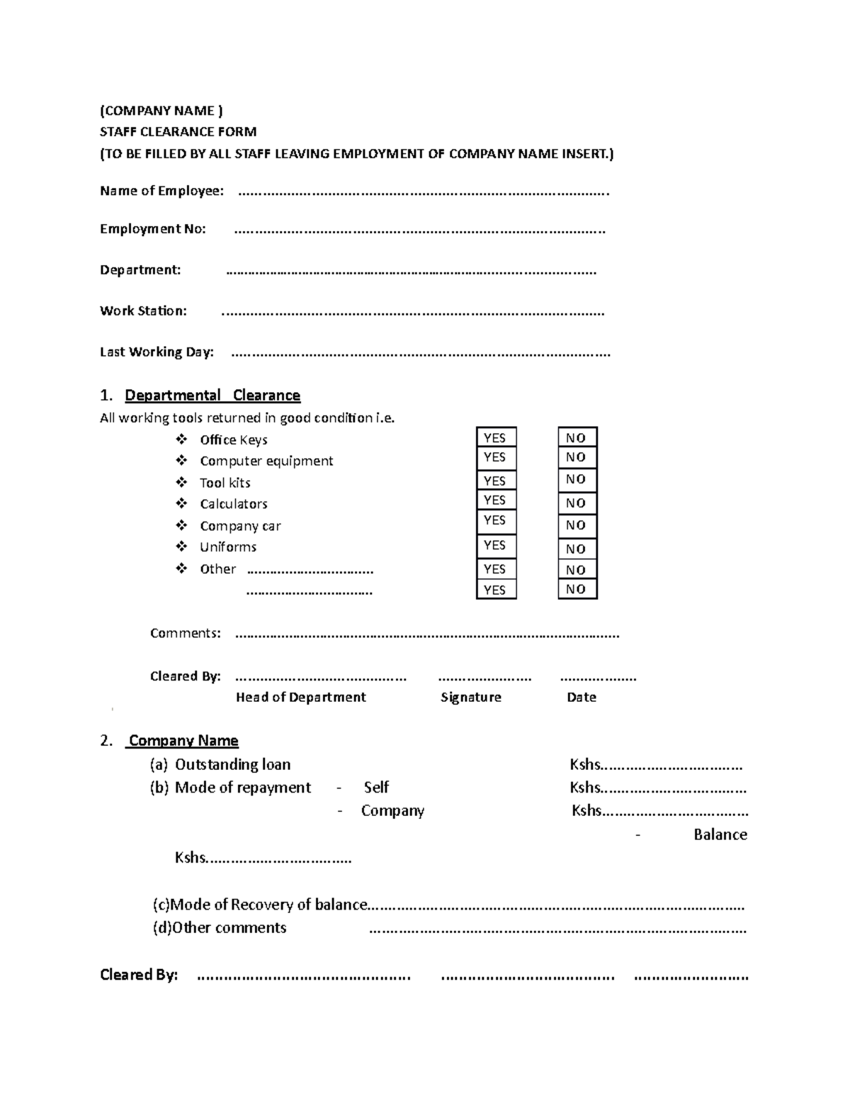 Clearance Form Grade 7.5 NAME ) STAFF CLEARANCE FORM (TO