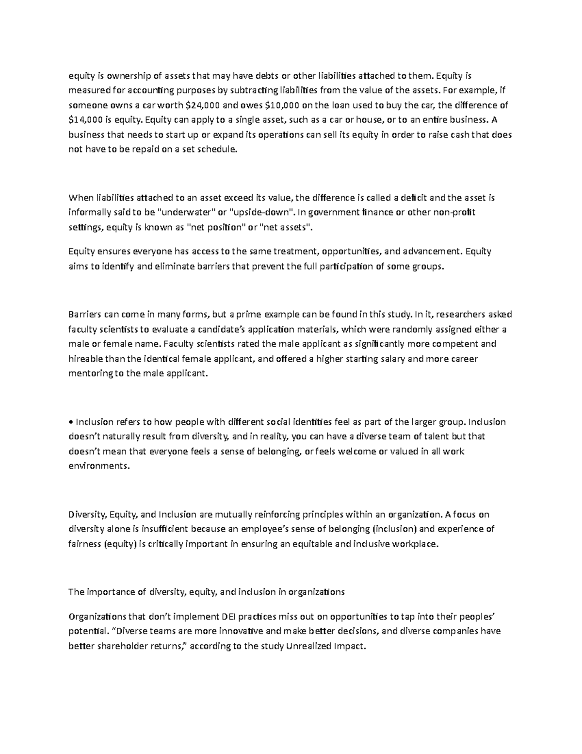 Equity - Assignments - equity is ownership of assets that may have ...