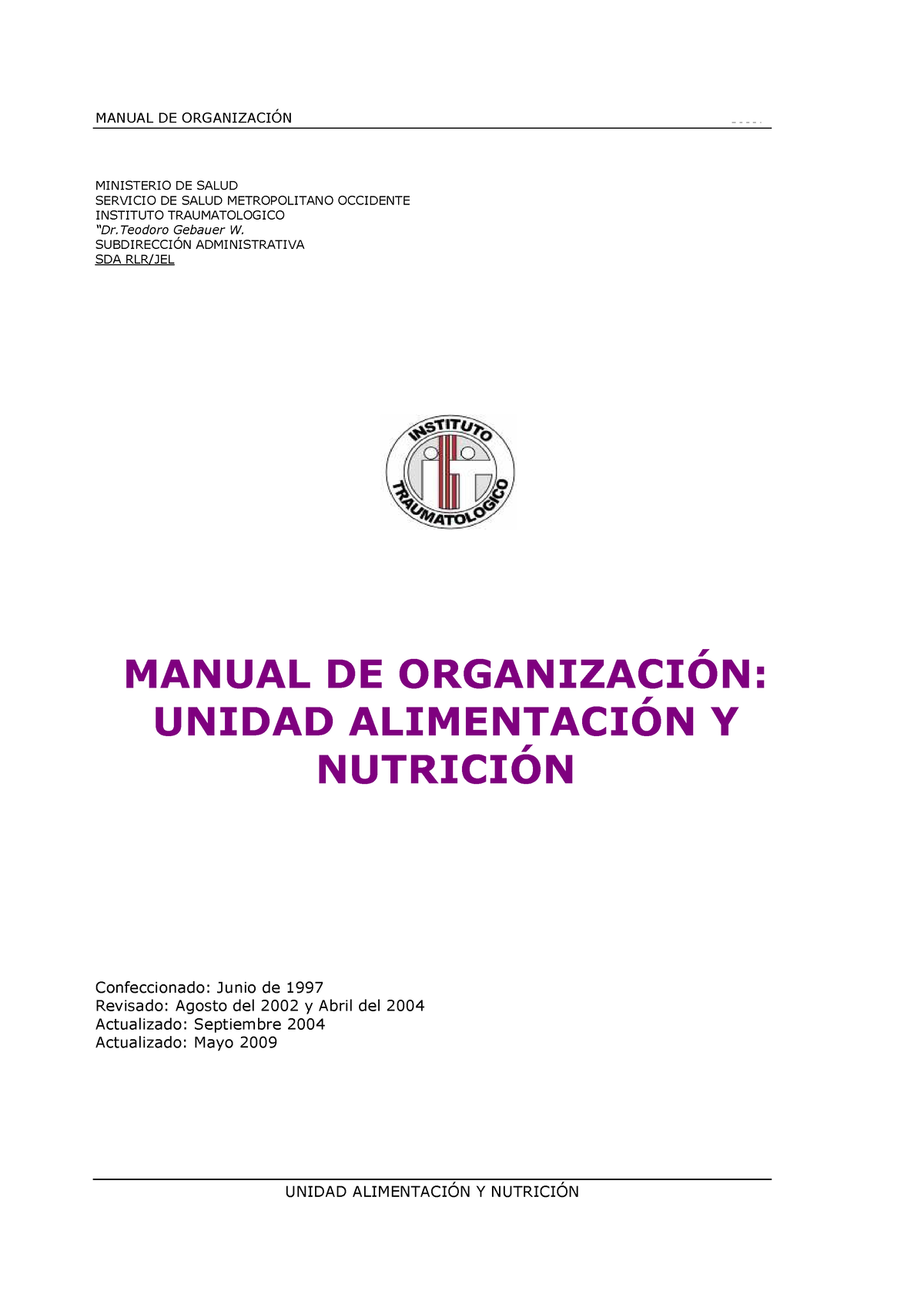 Manual Nutricion Organizacional Ejemplo Ministerio De Saludservicio