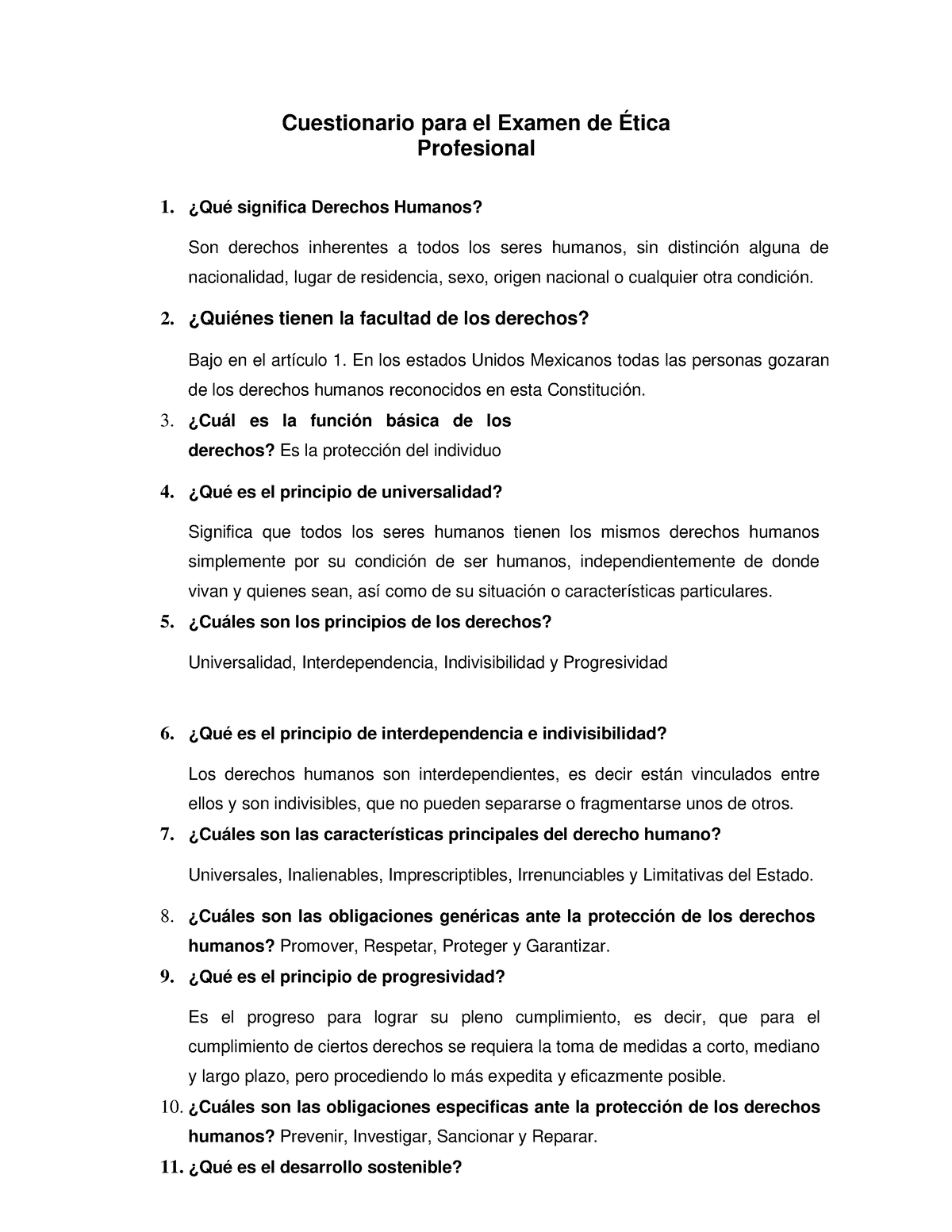 Cuestionario Etica Profesional 2 Cuestionario Para El Examen De Ética Profesional 1 ¿qué 2670