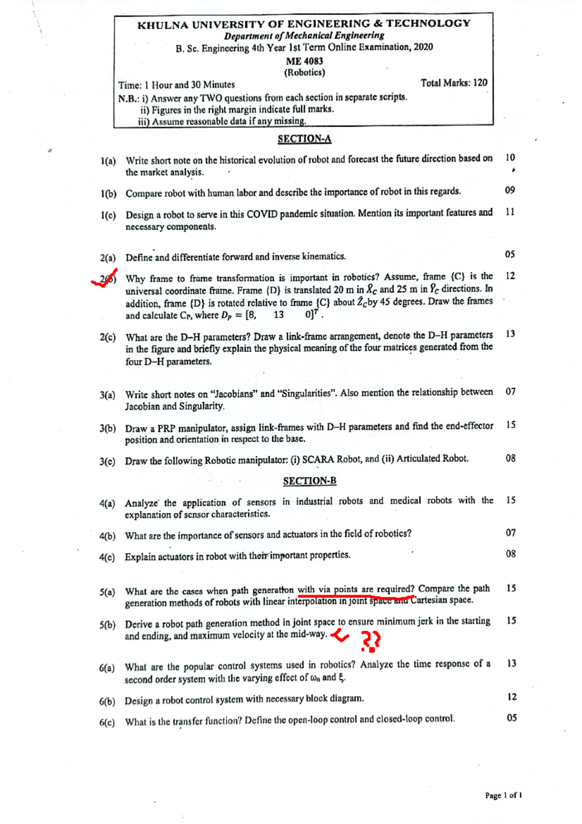 Roboticsquestionbank Artificial Intelligence Studocu