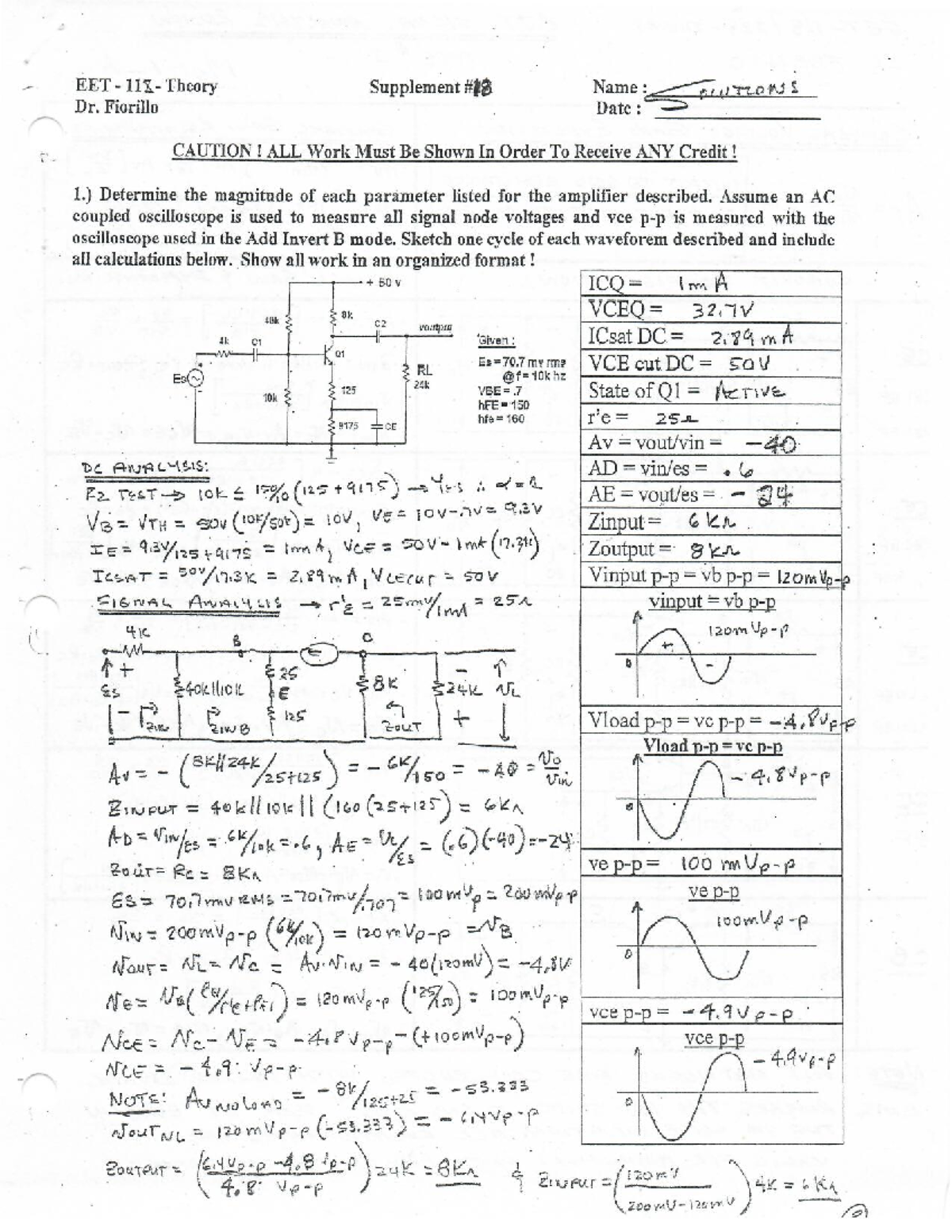 18 Sol Textbook amplifier chapter homework problem 18 answer. EET