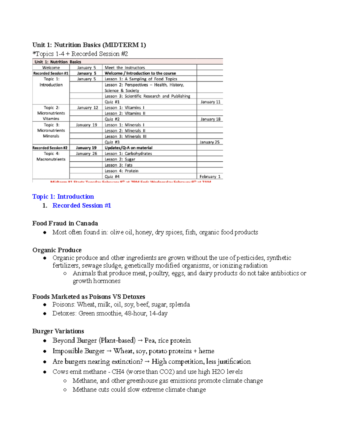 Unit 1 Nutrition Basics (Midterm 1) - Unit 1: Nutrition Basics (MIDTERM ...