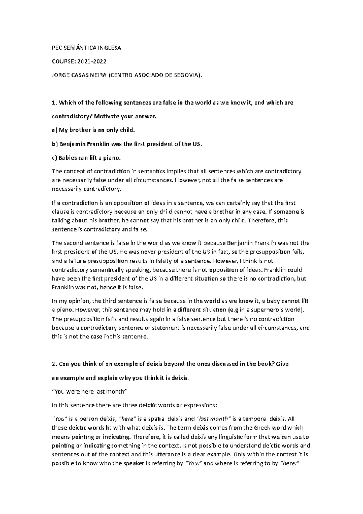 Pec Semántica - Pec semantics - PEC SEMÁNTICA INGLESA COURSE: 2021 ...