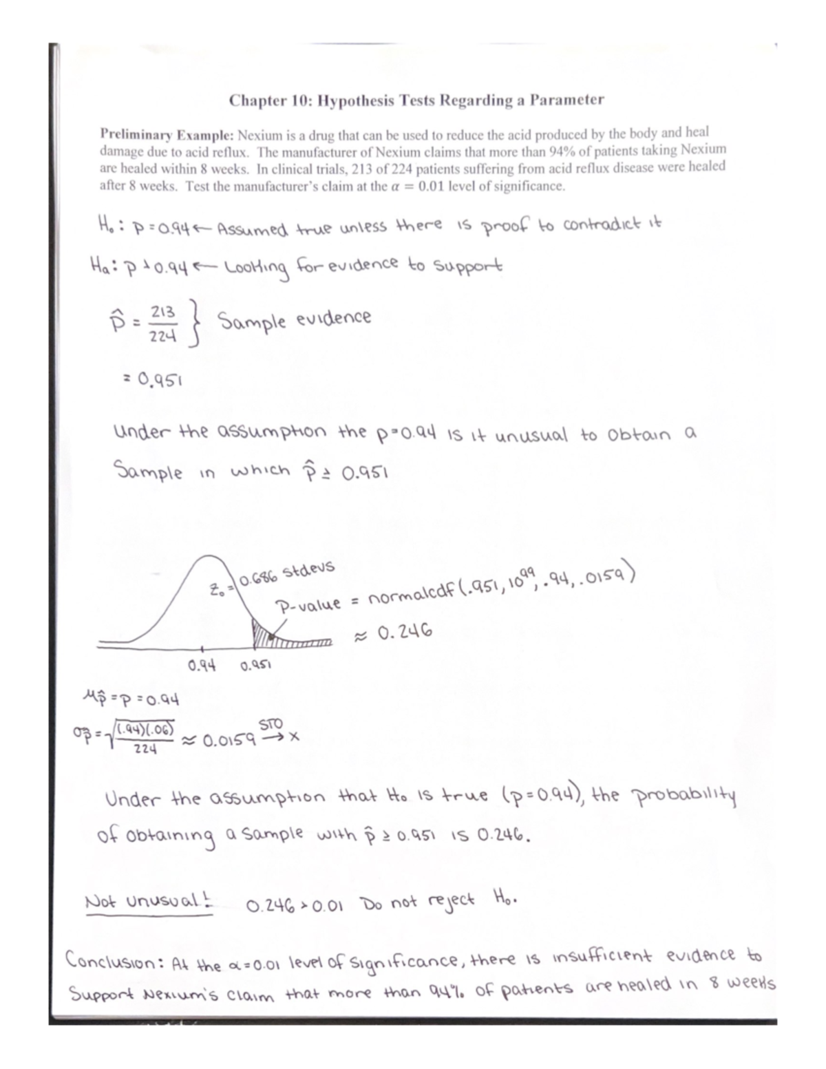 Math 246, Chapter 10 Hypothesis Tests Regarding a Parameter - MATH246 ...