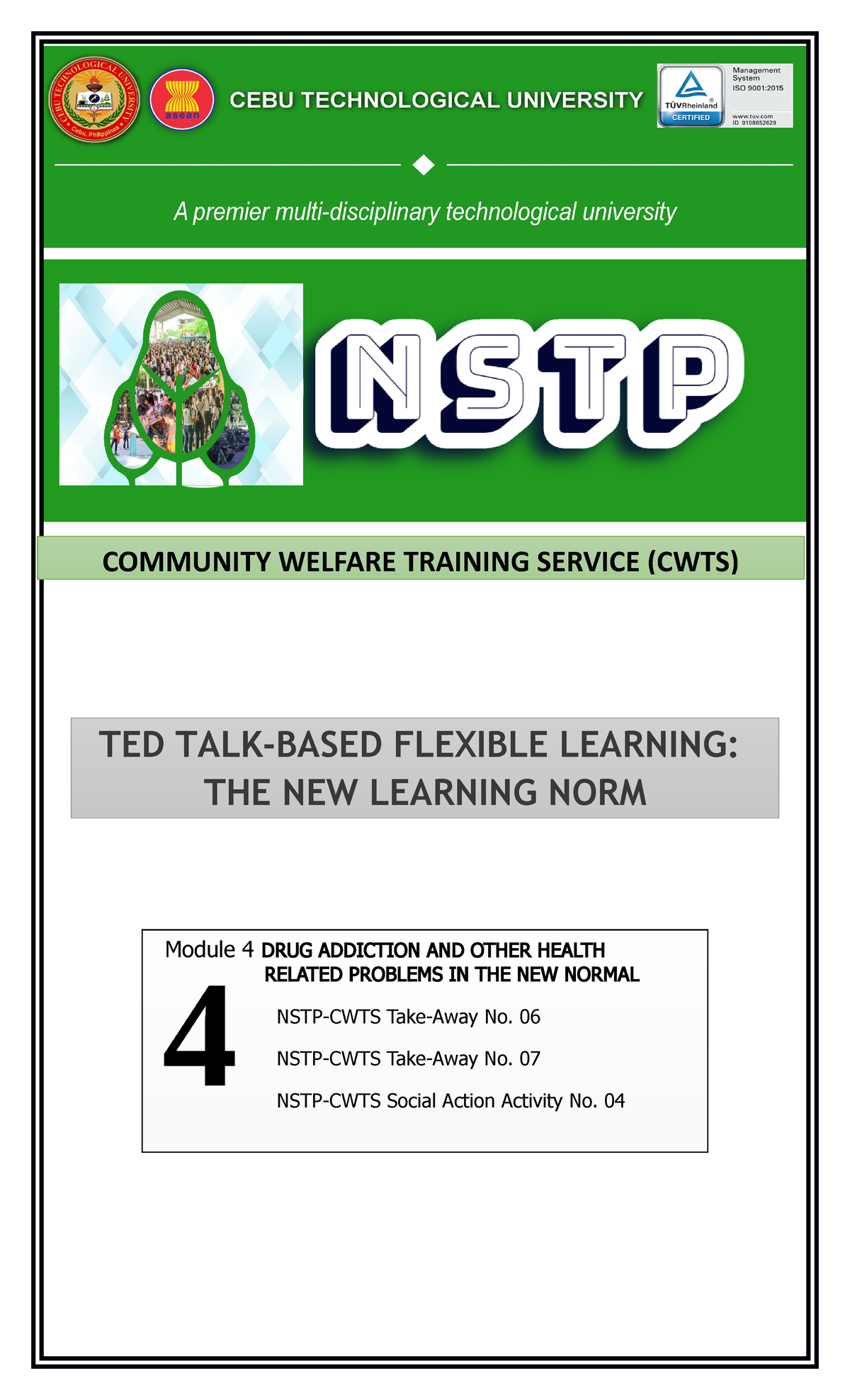 Module 4 unified course pack CWTS 1 2021 2022 - TED TALK-BASED FLEXIBLE ...