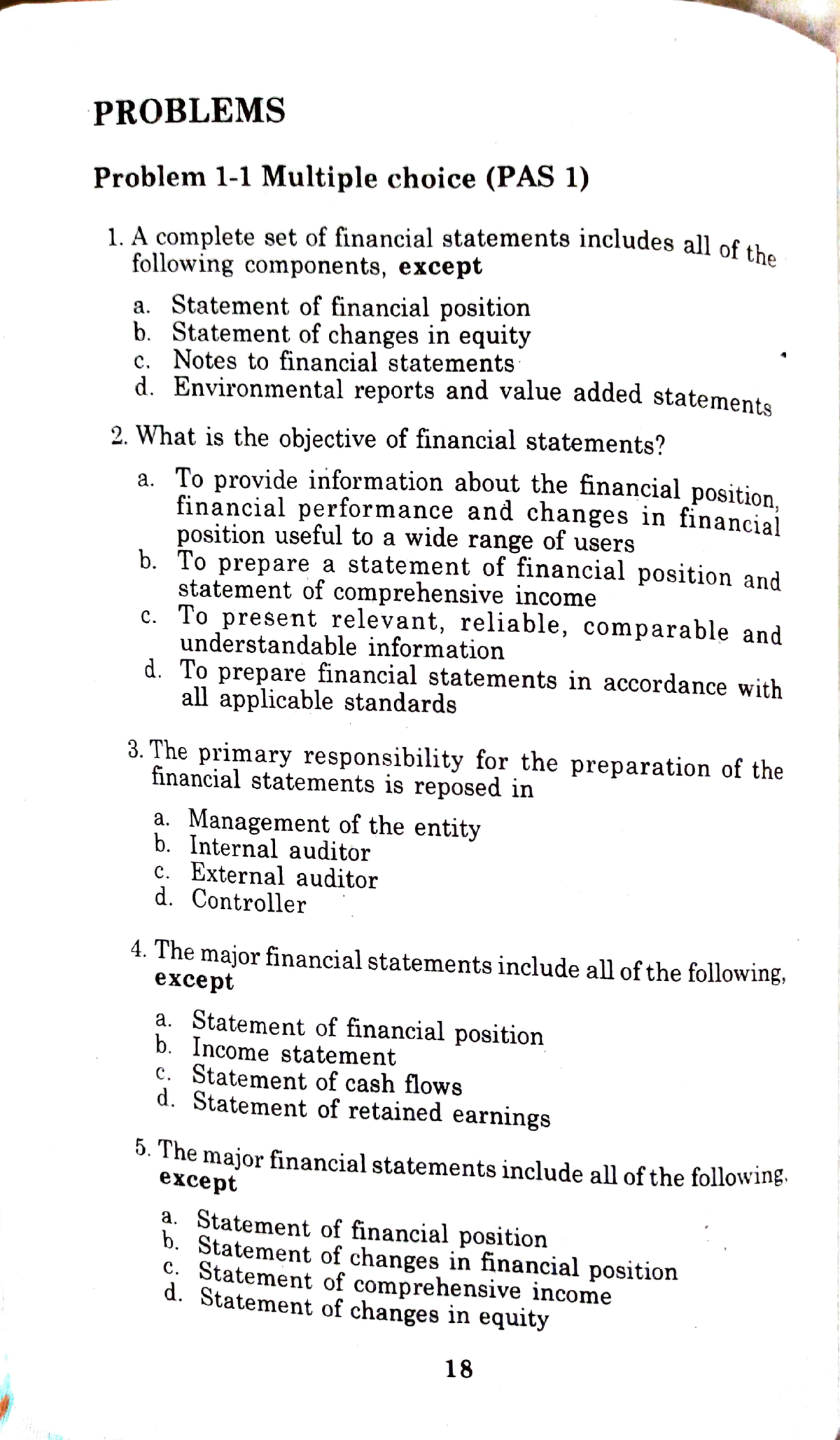 Acctg 5 Chapter 1 MC - Chap1 - PROBLEMS Problem 1-1 Multiple choice ...