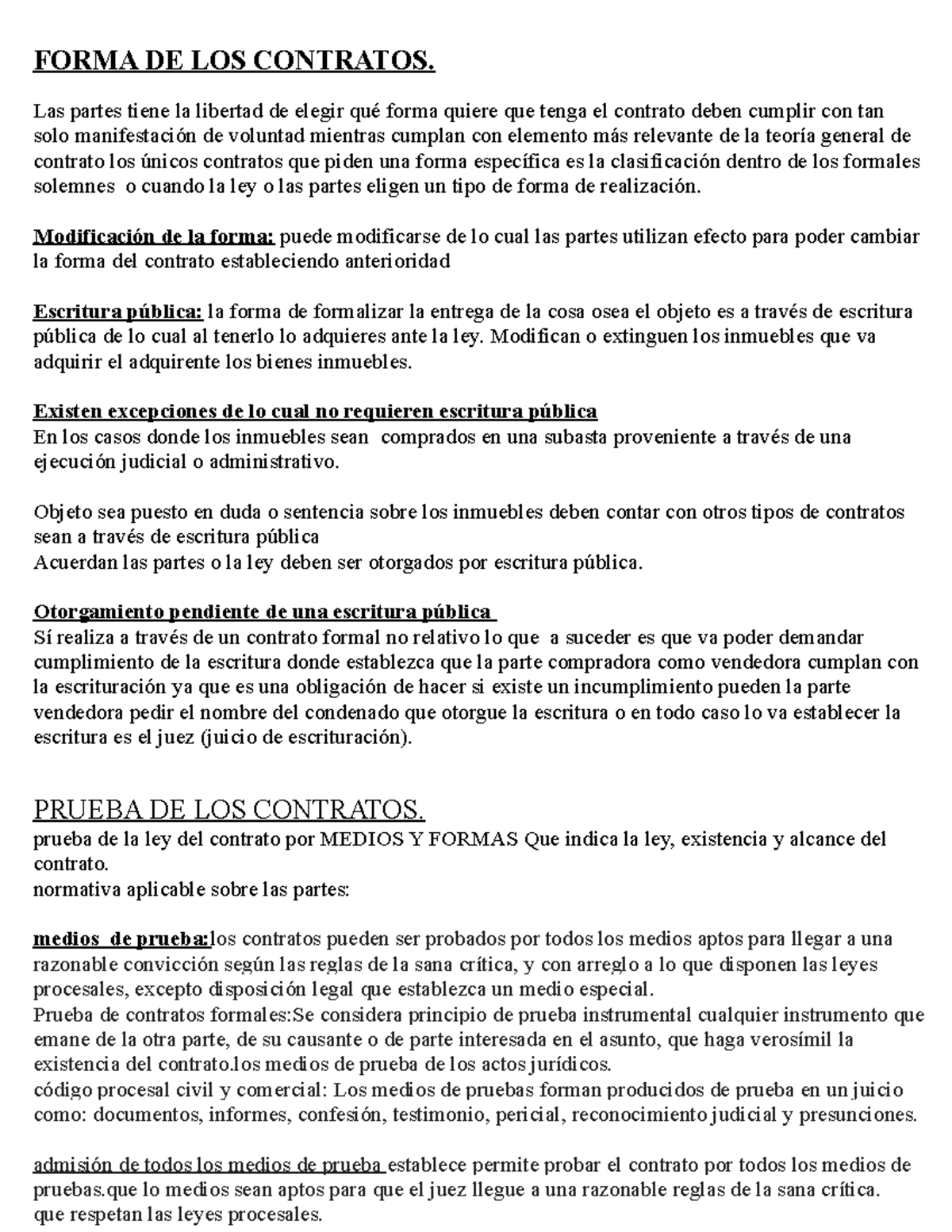 Lalala - Resumen Manual De Contratos - FORMA DE LOS CONTRATOS. Las ...