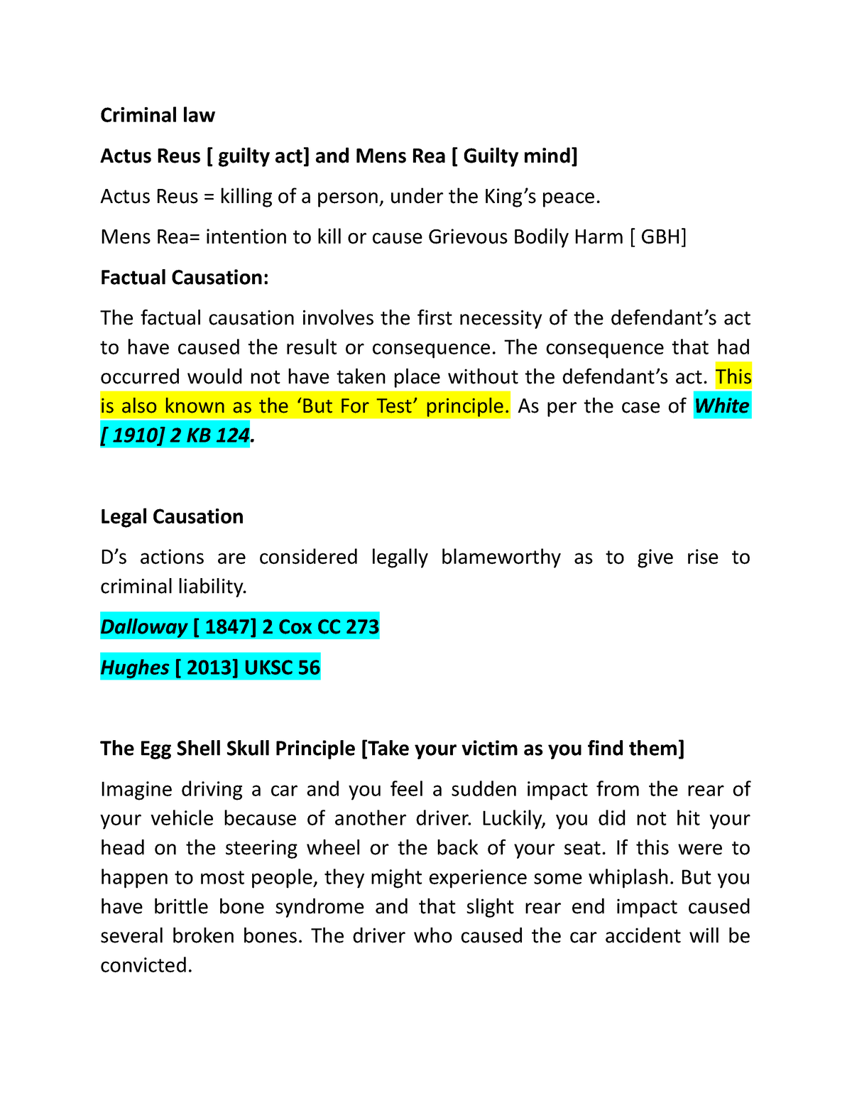 Criminal Law - These Are The Lecture Notes - Criminal Law Actus Reus ...