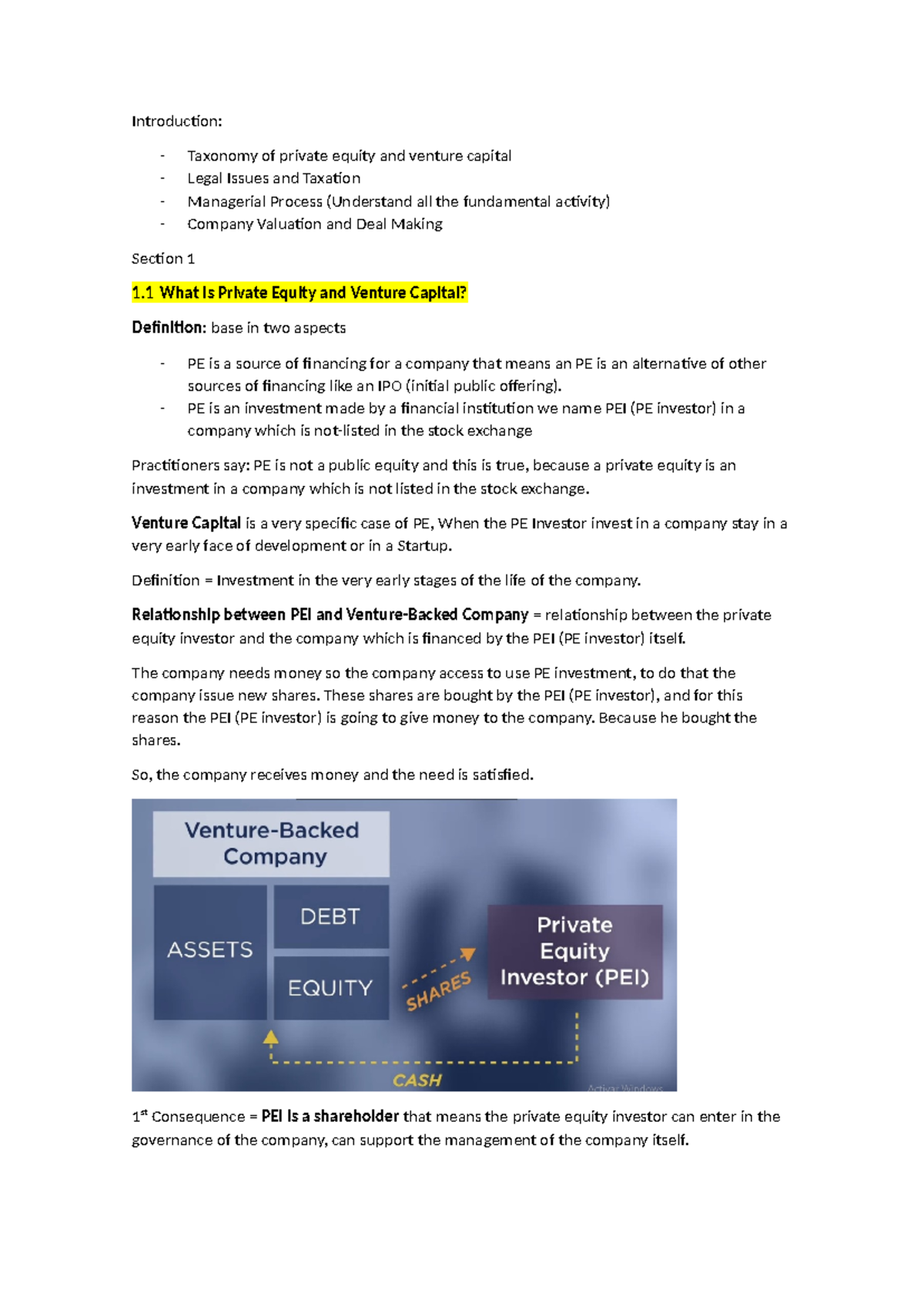 Course WEEK 1 - Introduction: - Taxonomy of private equity and venture ...