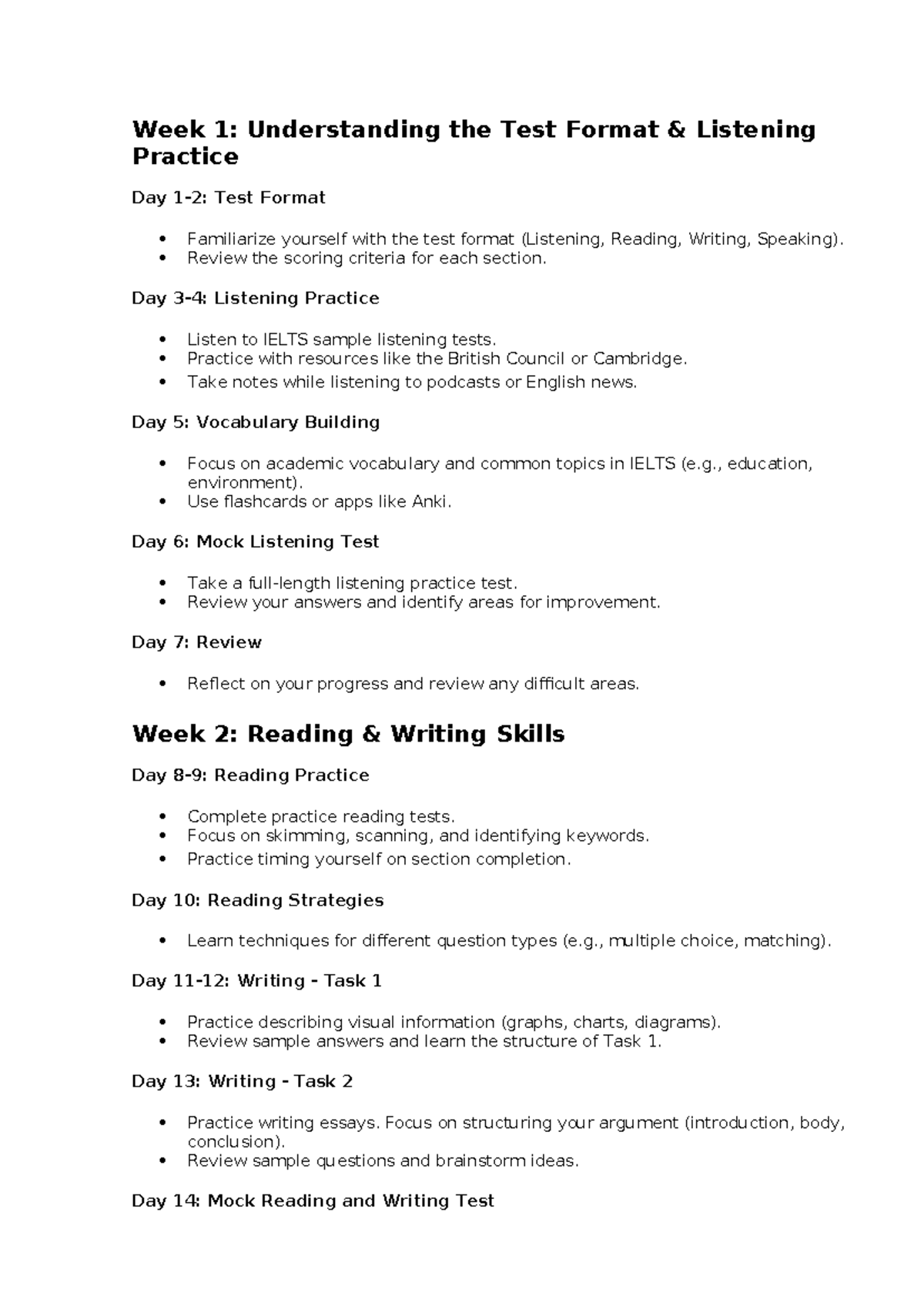 Week 1 ielst - ielts - Week 1: Understanding the Test Format ...