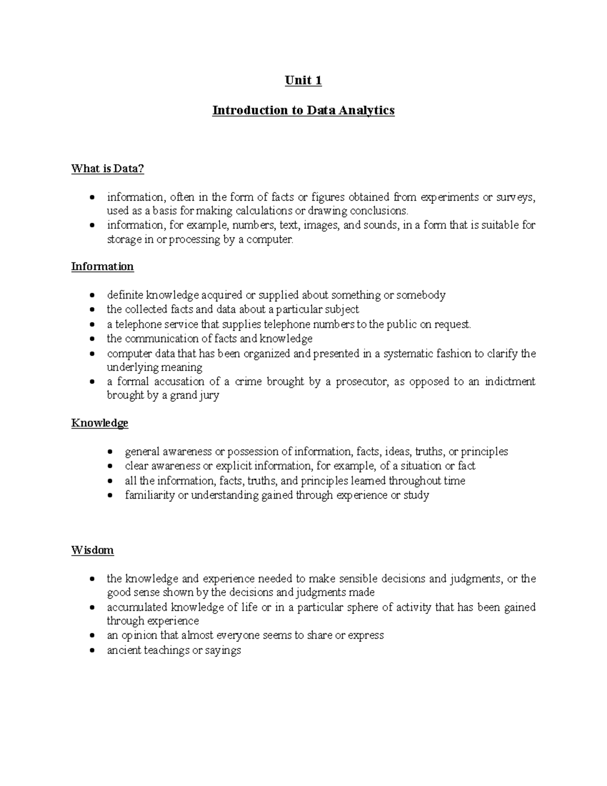 Unit 1 - Unit 1 Introduction to Data Analytics What is Data ...
