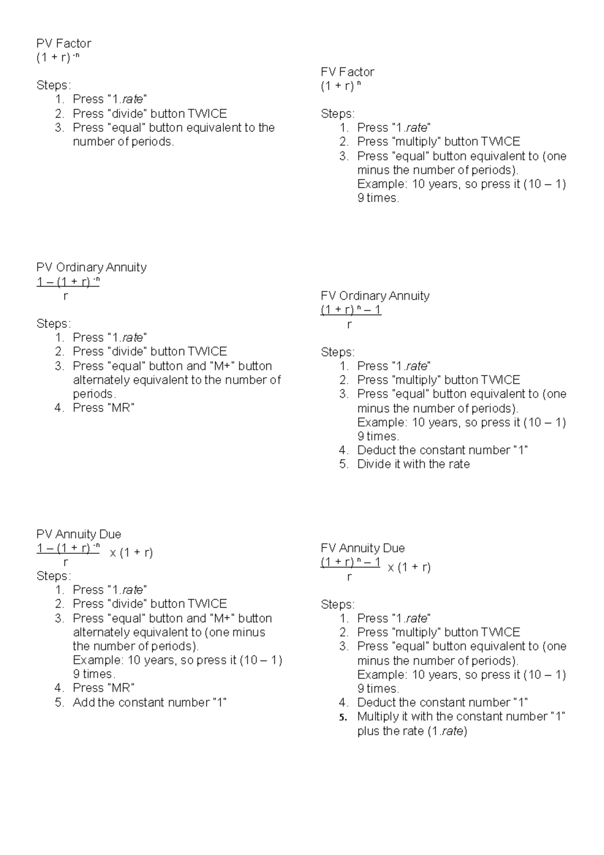 Shortcut PV AND FV - Lecture notes Present and Future Value - PV Factor ...