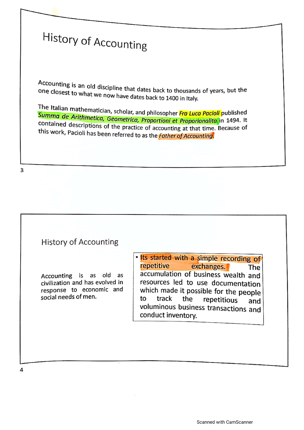 history of accounting assignment