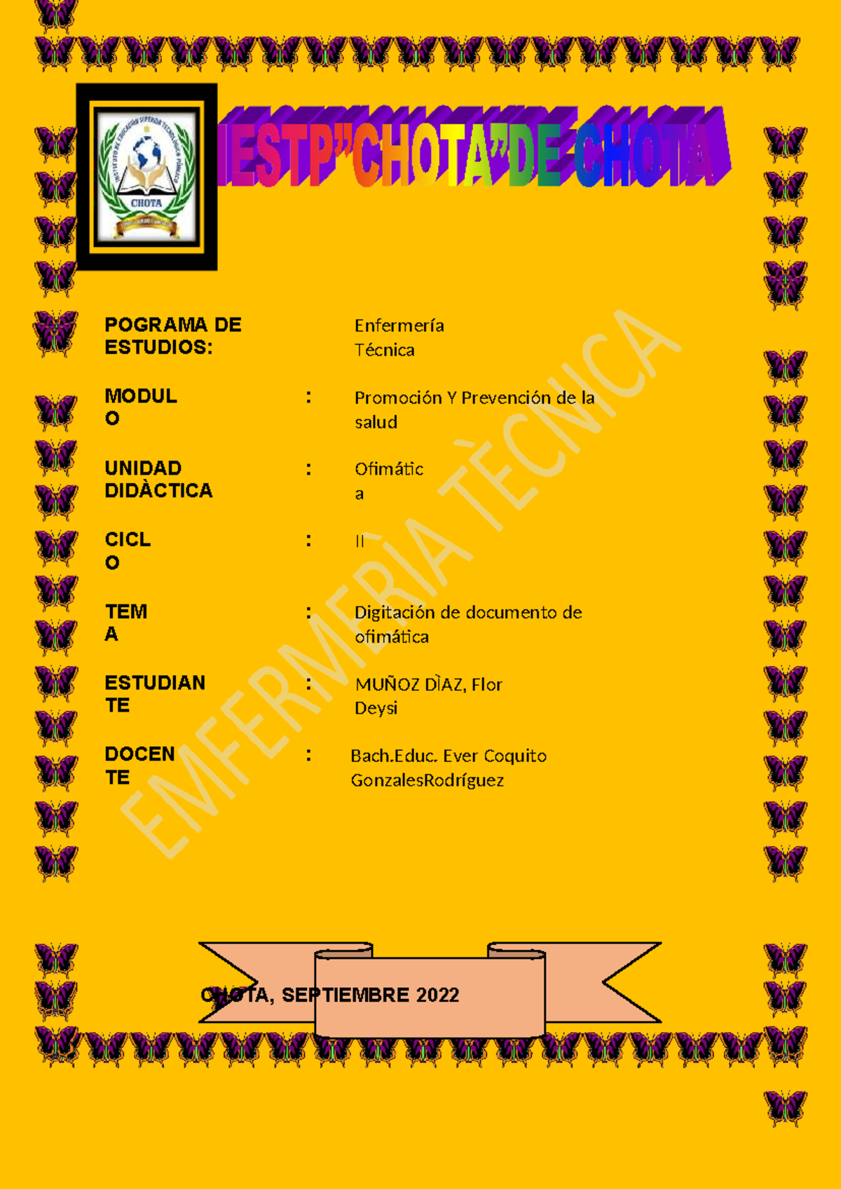 Trabajo 01 FDMD Ofimatica - POGRAMA DE ESTUDIOS: Enfermería Técnica ...