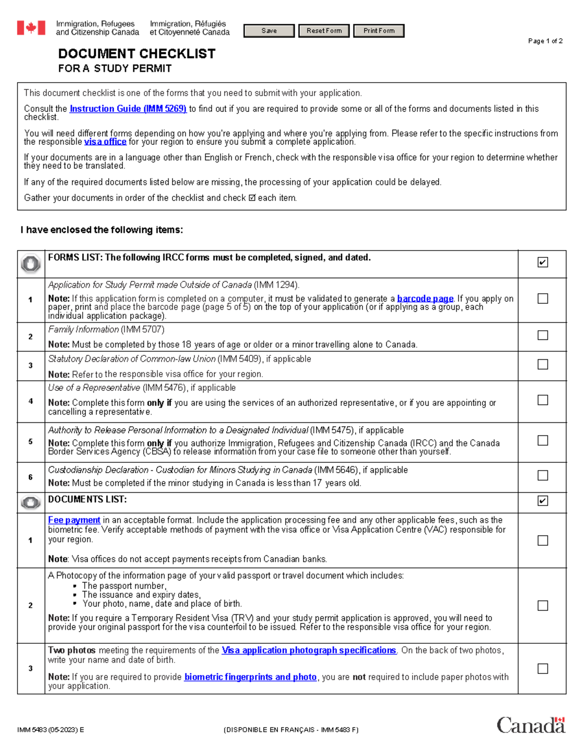 Imm5483e - abc - Page 1 of 2 DOCUMENT CHECKLIST FOR A STUDY PERMIT IMM ...
