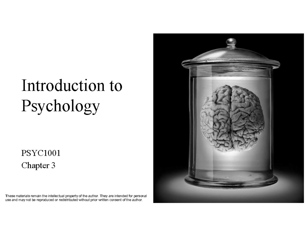 PSYC1001 Chapter 3 Lecture Notes 1 Slide Per Page - Introduction To ...